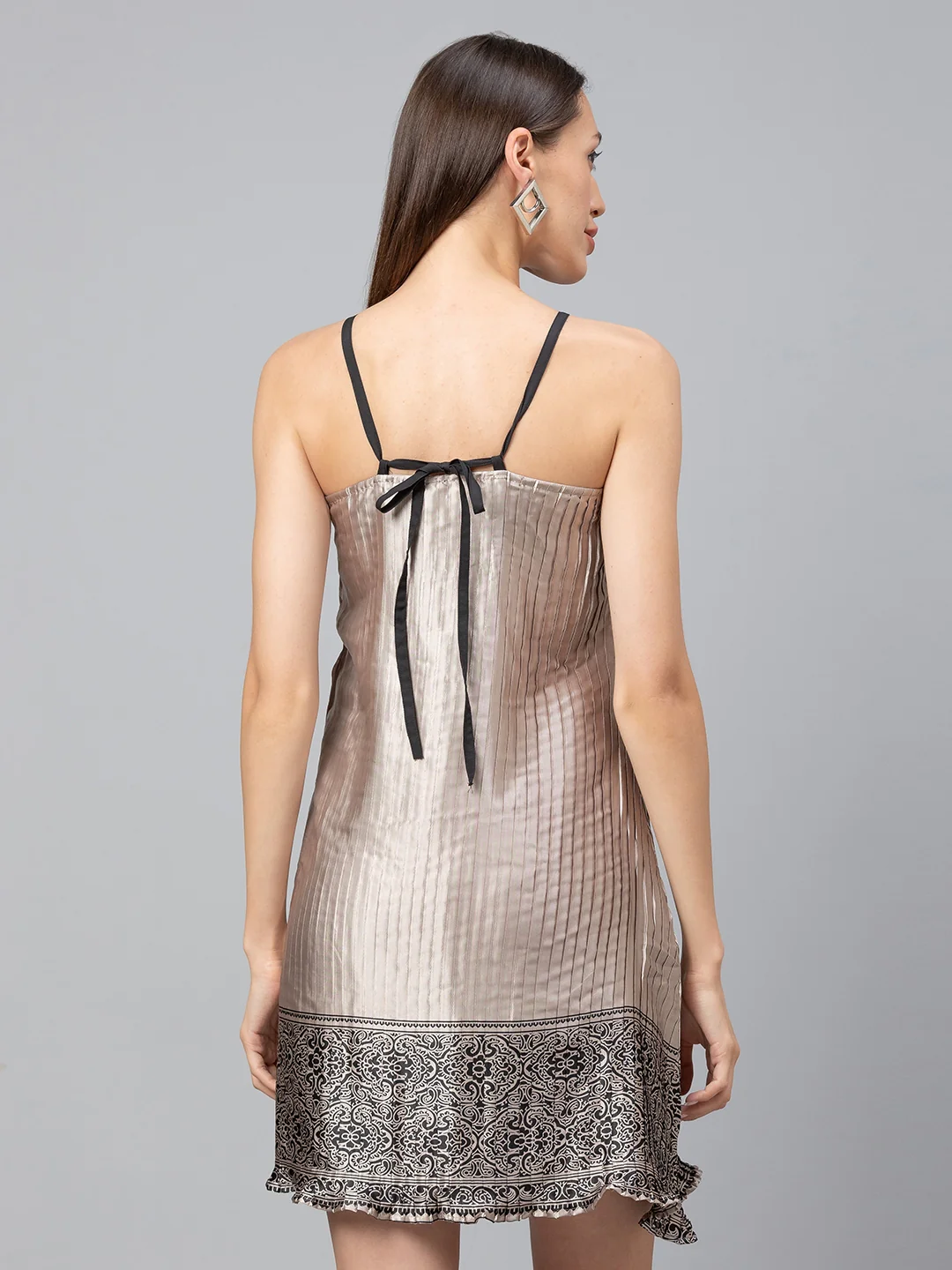 Women Metallic Print Party Dress - Image 3