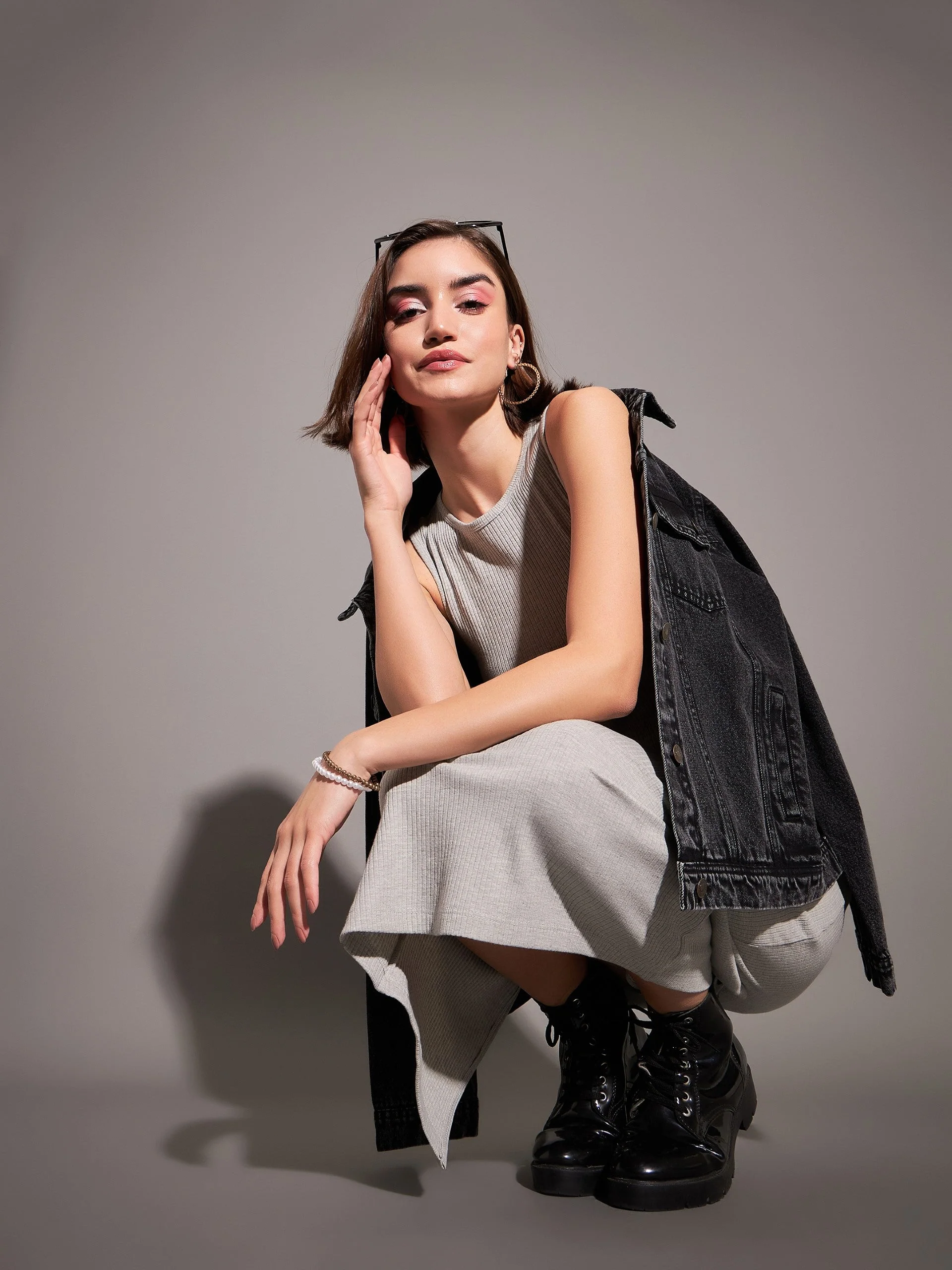 Women Grey Rib Sleeveless Bodycon Dress - Image 6