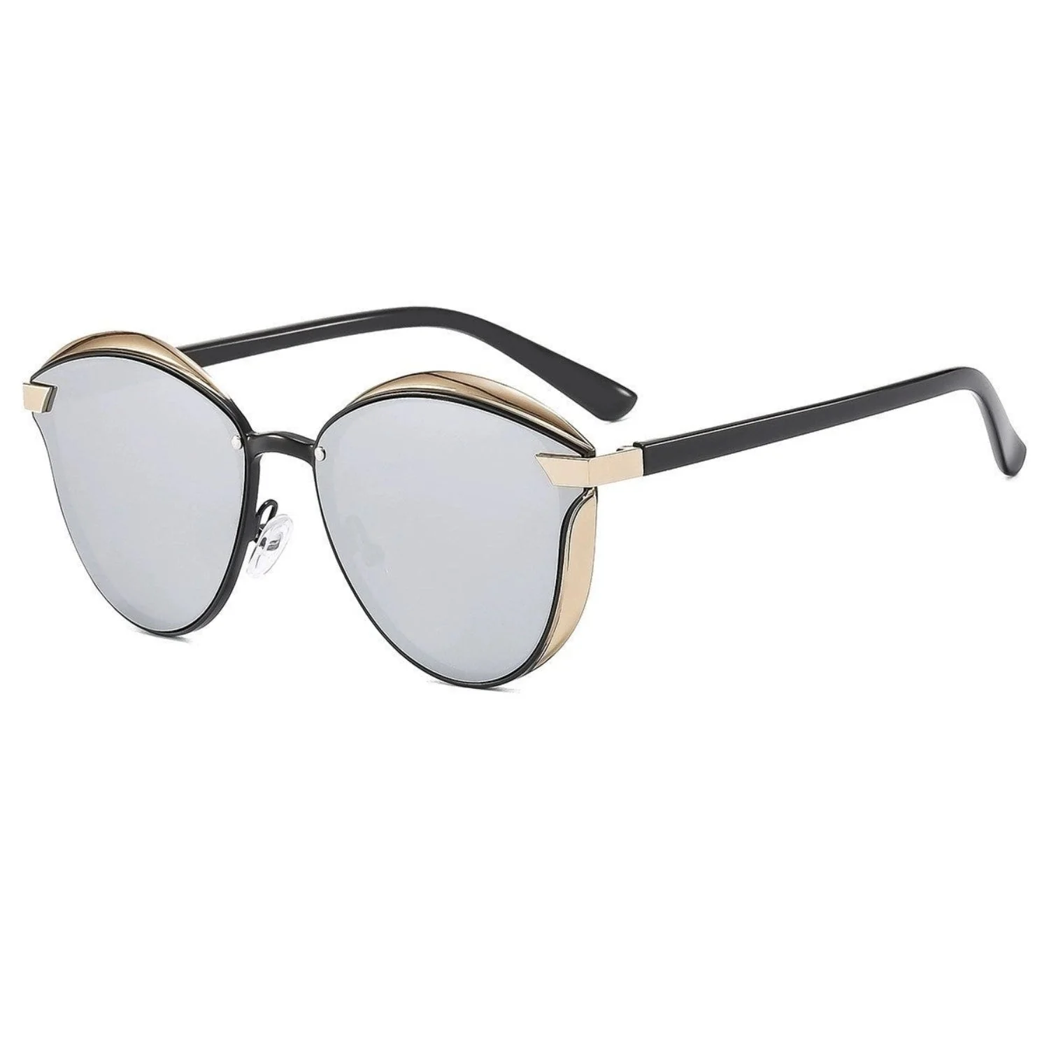 Women Grey Round Gold Sunglasses