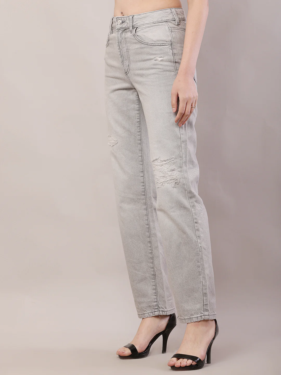 Women Grey Stretchable Pant - Image 2