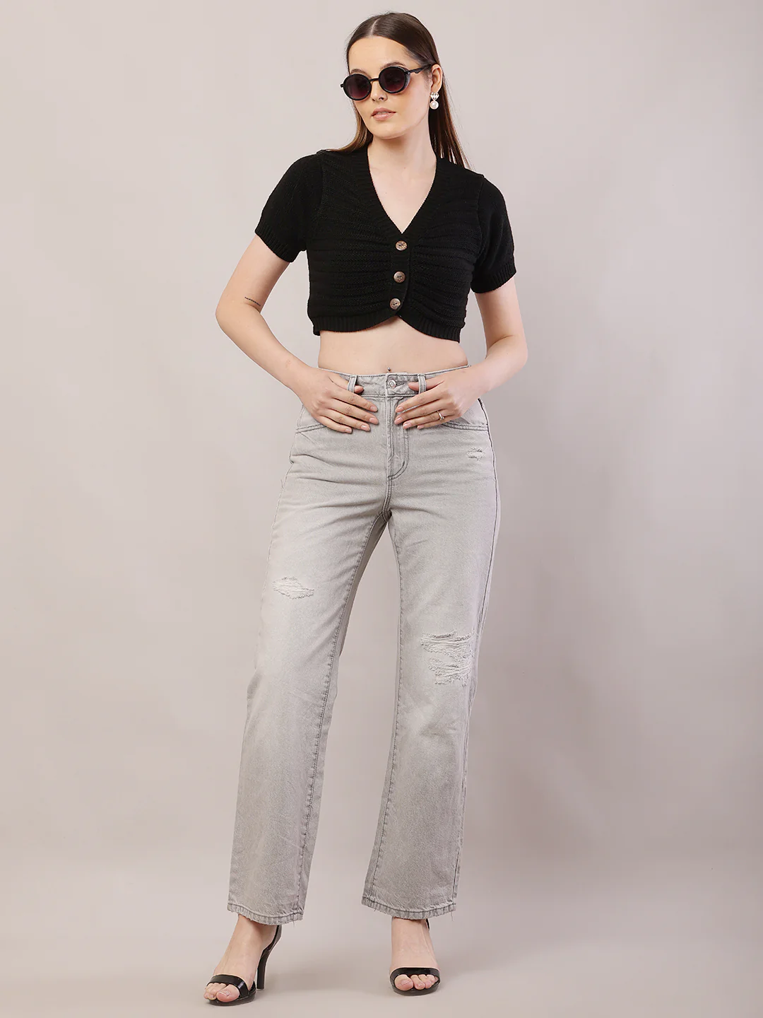 Women Grey Stretchable Pant - Image 3
