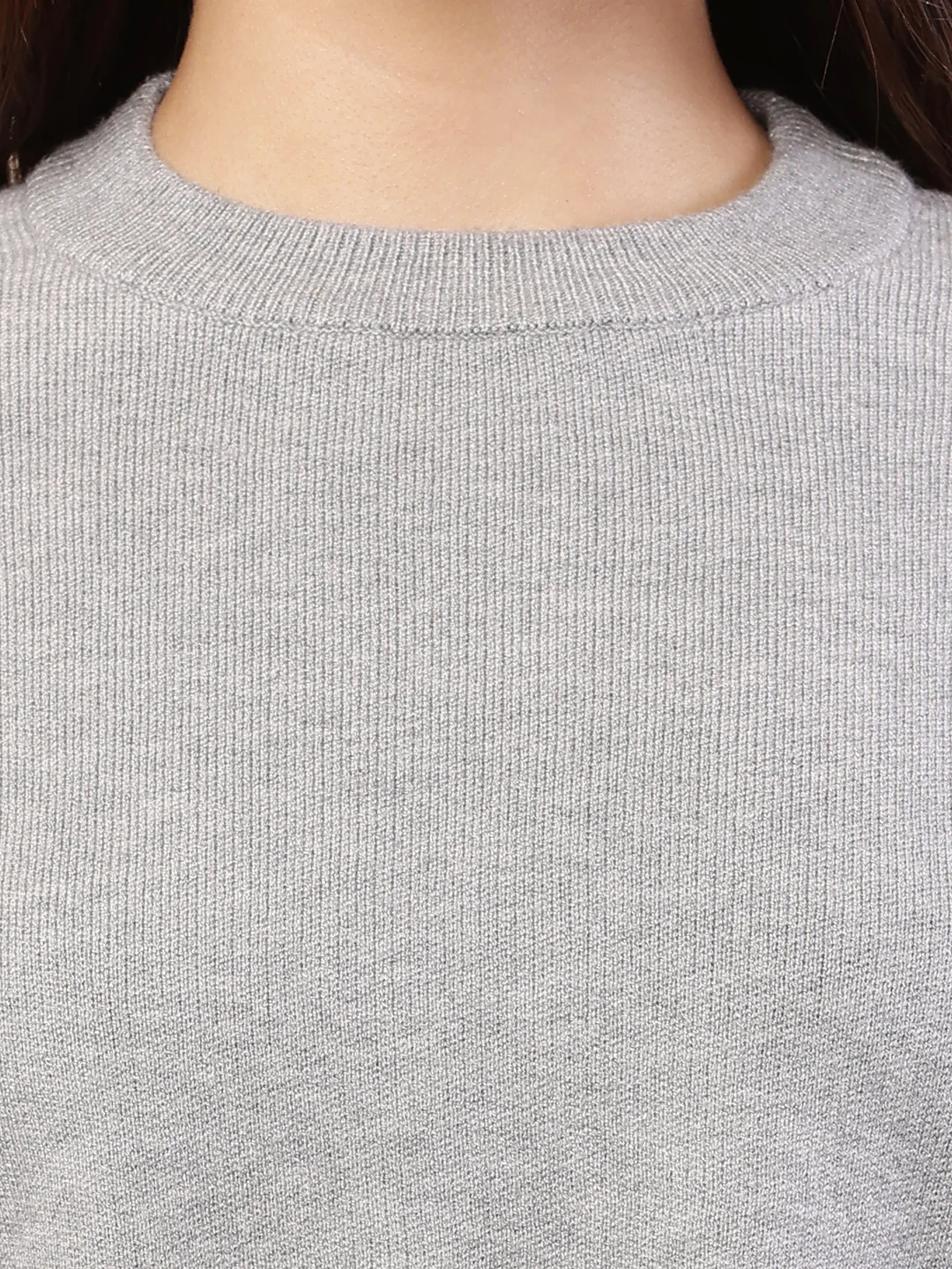 Women grey viscose full sleeve round neck sweater - Image 5