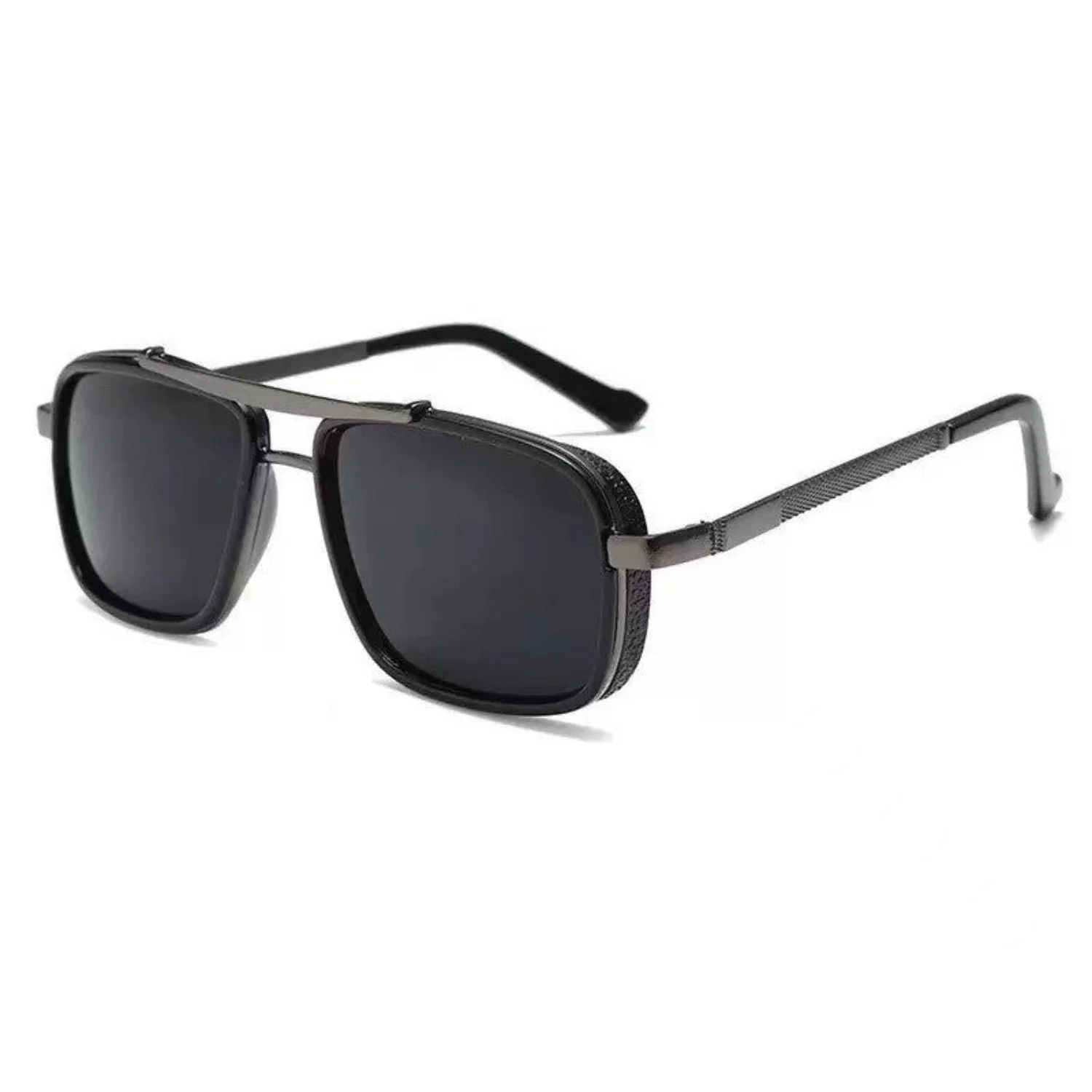 Women Gunmetal Black Square Shield Sunglasses - Image 3