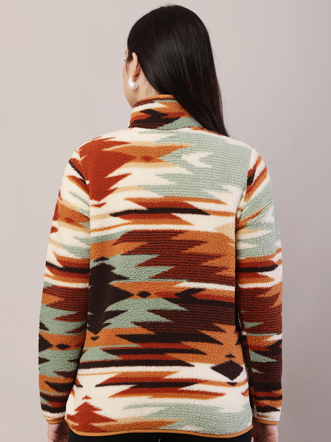 Women High-Neck Ethnic Print Sweatshirt - Image 4