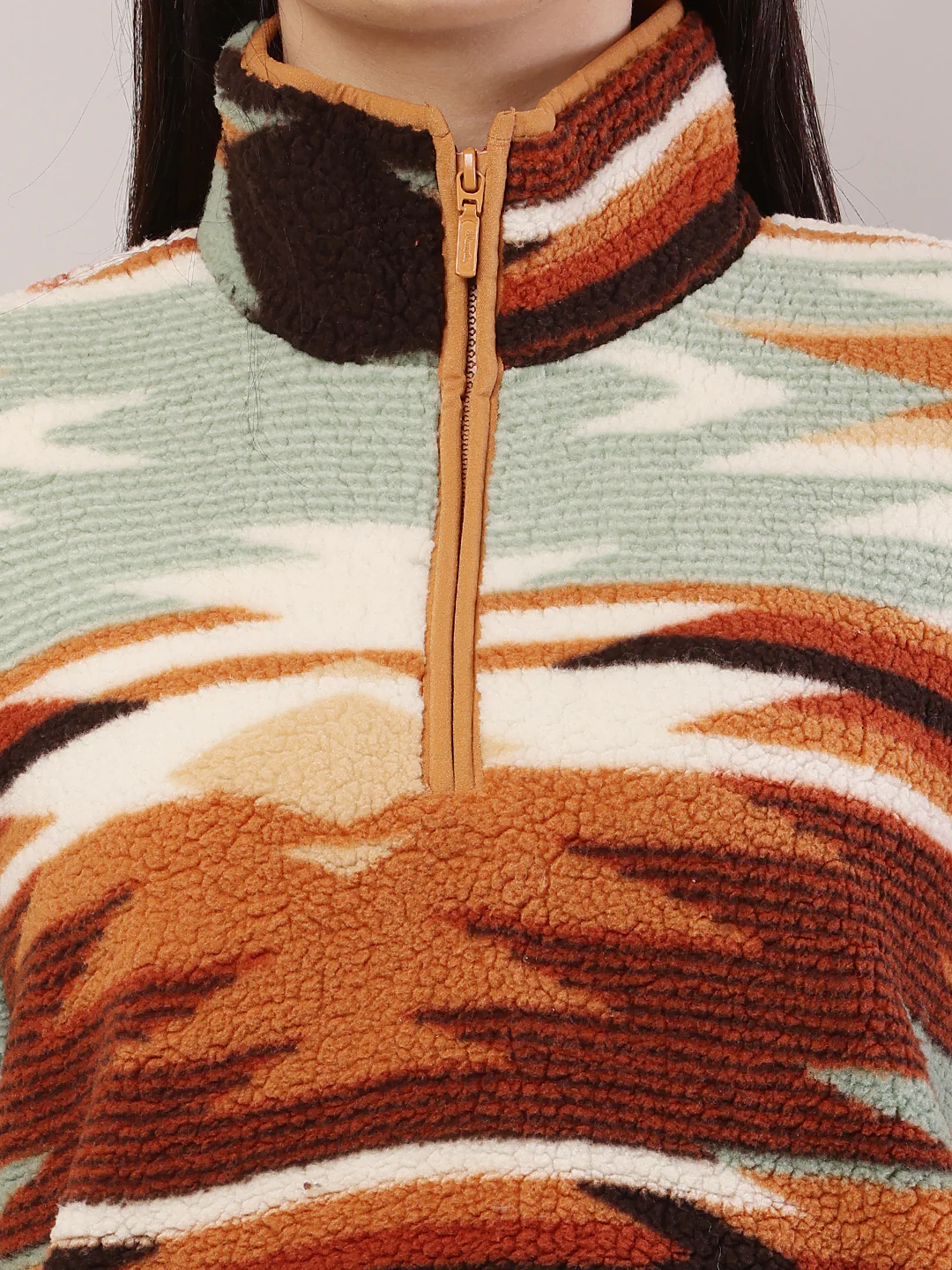 Women High-Neck Ethnic Print Sweatshirt - Image 5
