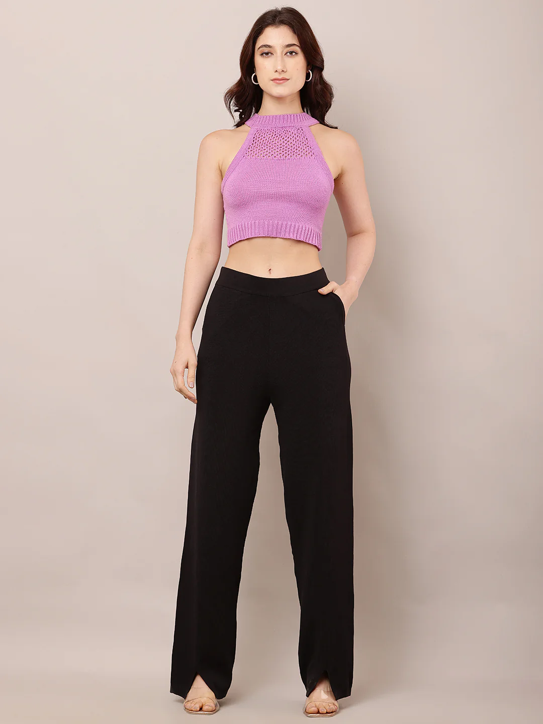 Women High-Rise Black Summer Trousers - Image 3