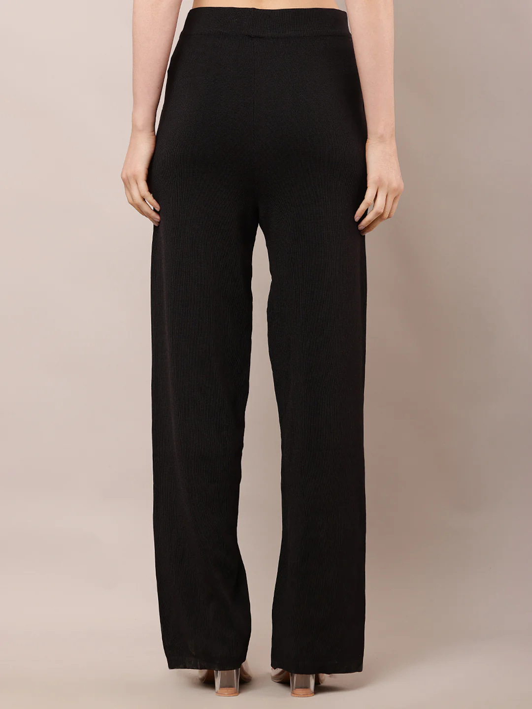 Women High-Rise Black Summer Trousers - Image 4