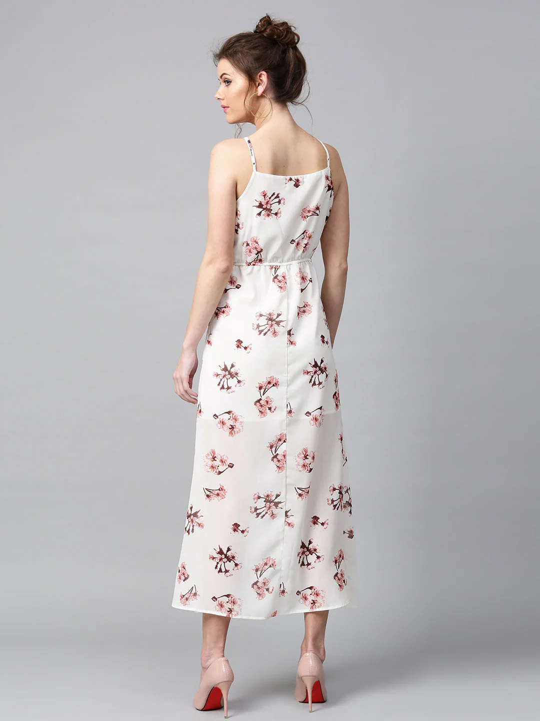 Women Ivory Floral Halter Maxi - Image 2