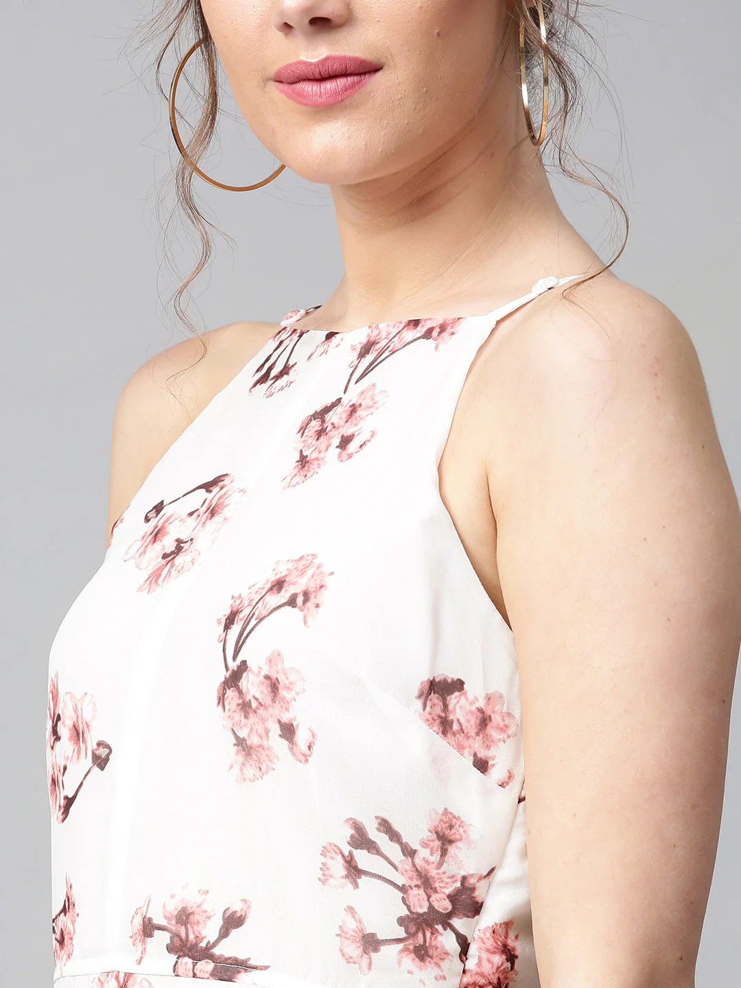 Women Ivory Floral Halter Maxi - Image 3