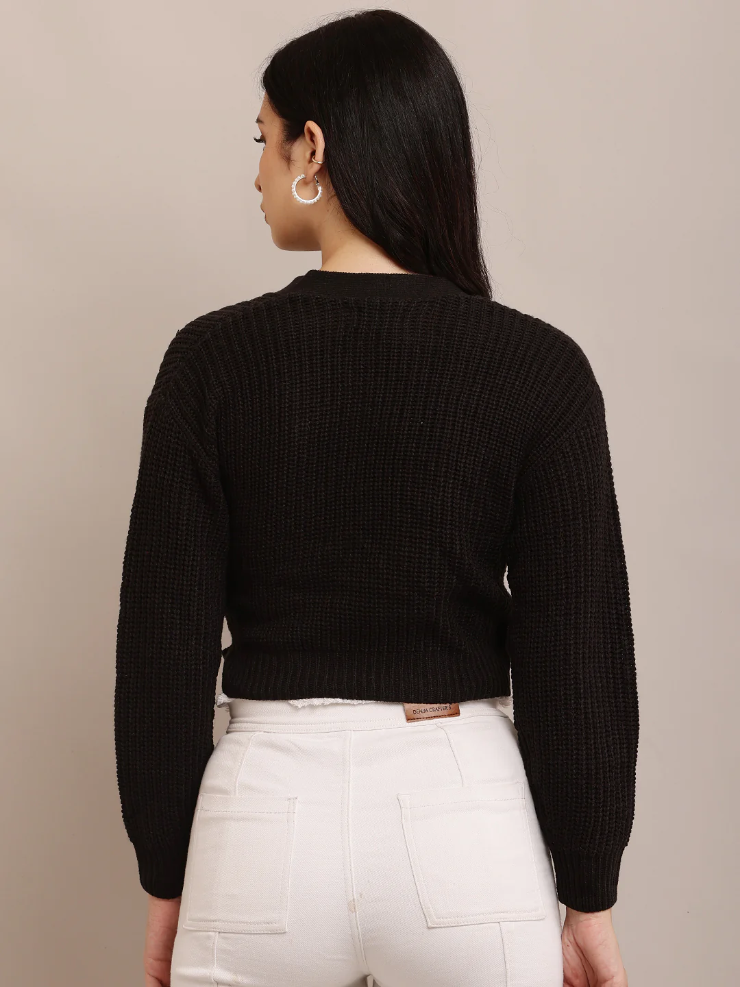 Women Knitted Black Cardigan - Image 4