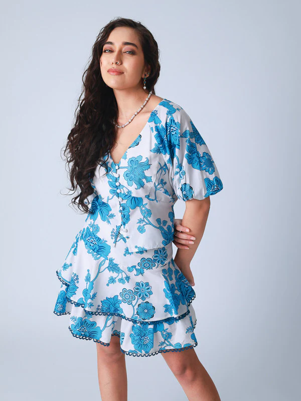 Women Large Blue Floral Co-Ord - Image 2