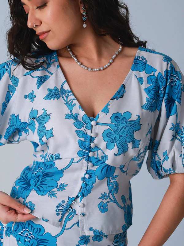 Women Large Blue Floral Co-Ord - Image 5