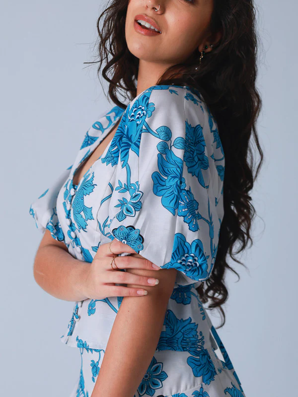 Women Large Blue Floral Co-Ord - Image 6