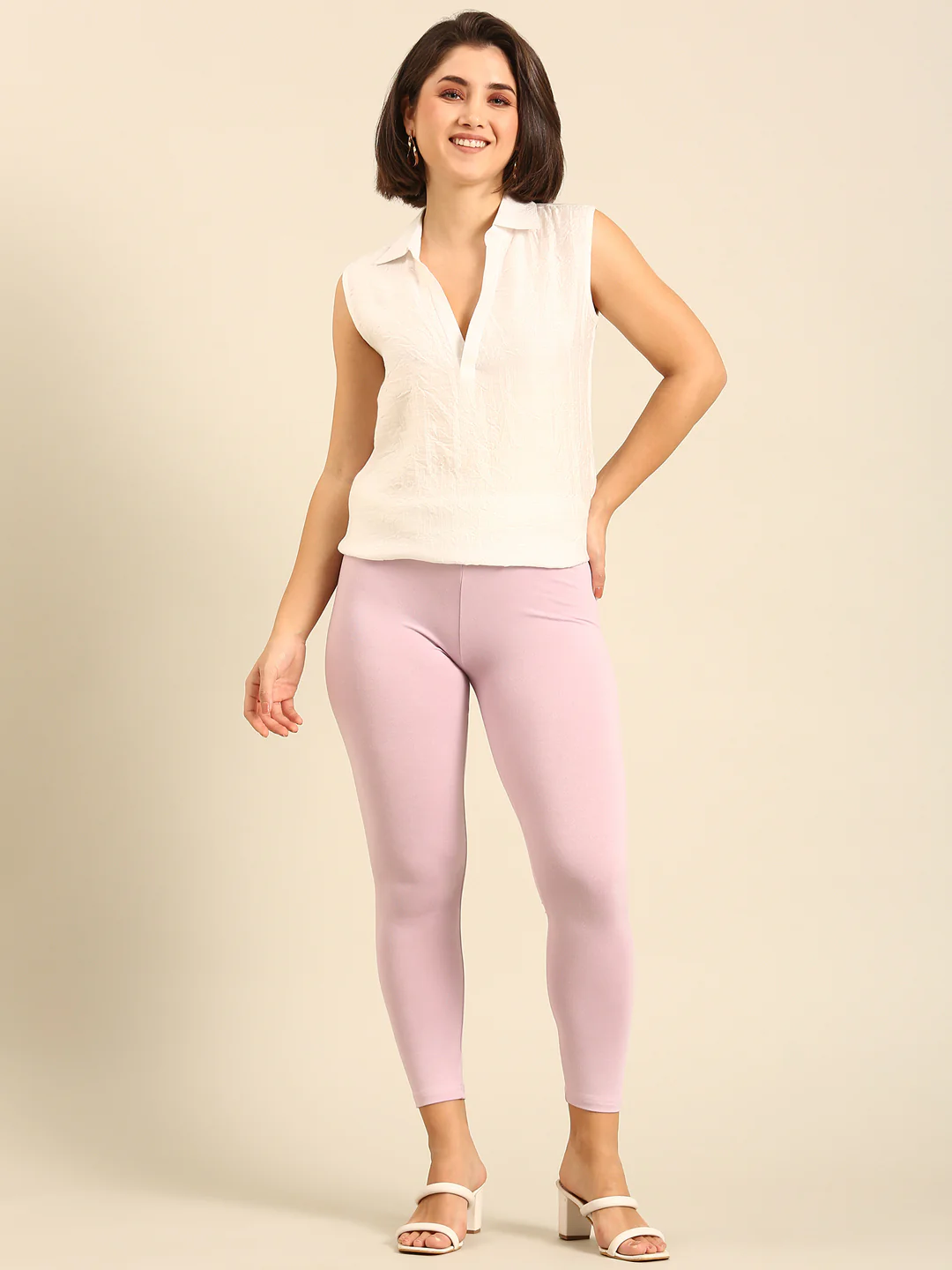 Women Lavender Casual Leggings - Image 5