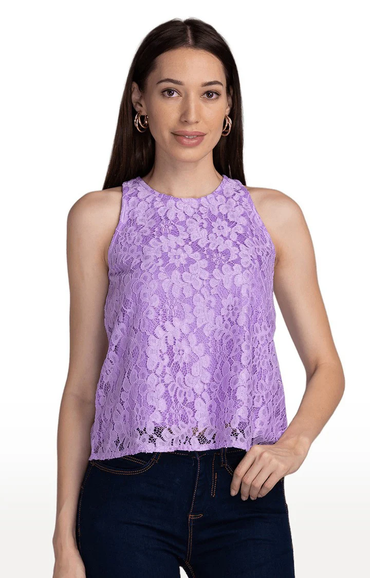 Women Lavender Lace Top