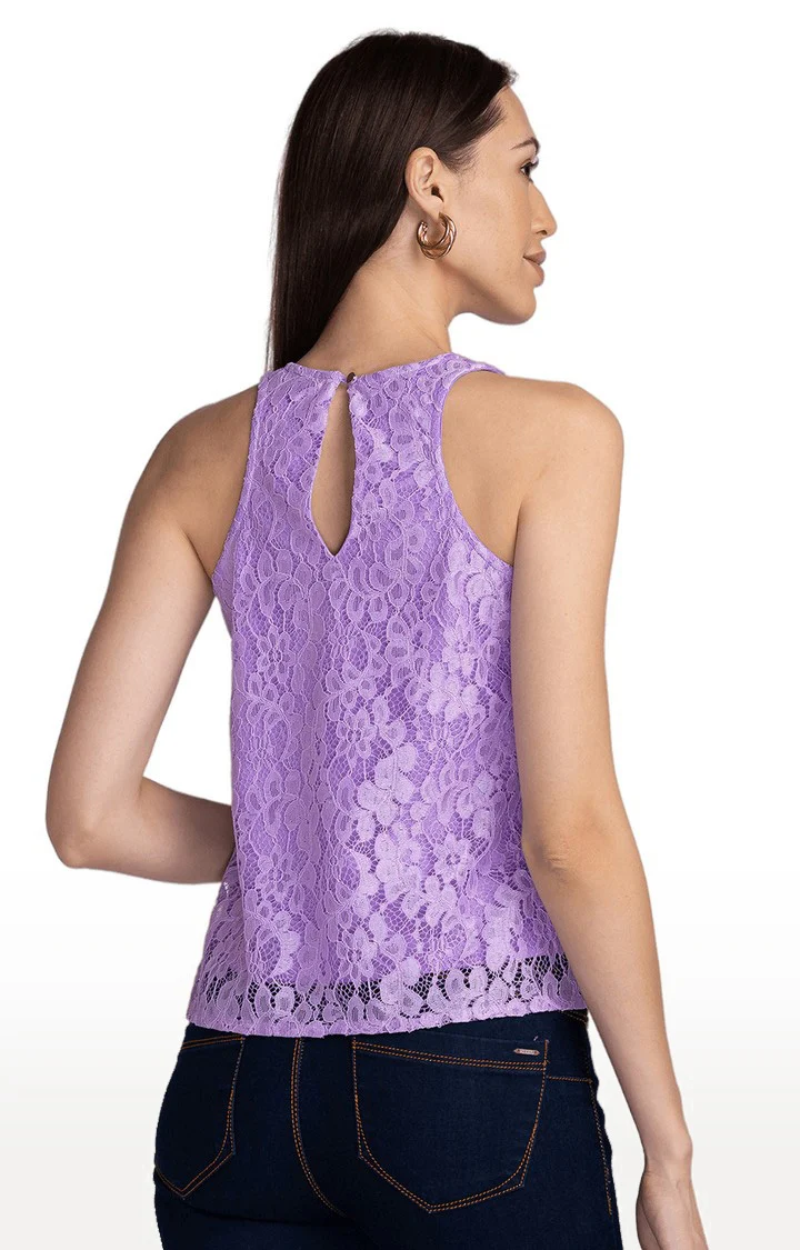 Women Lavender Lace Top - Image 5