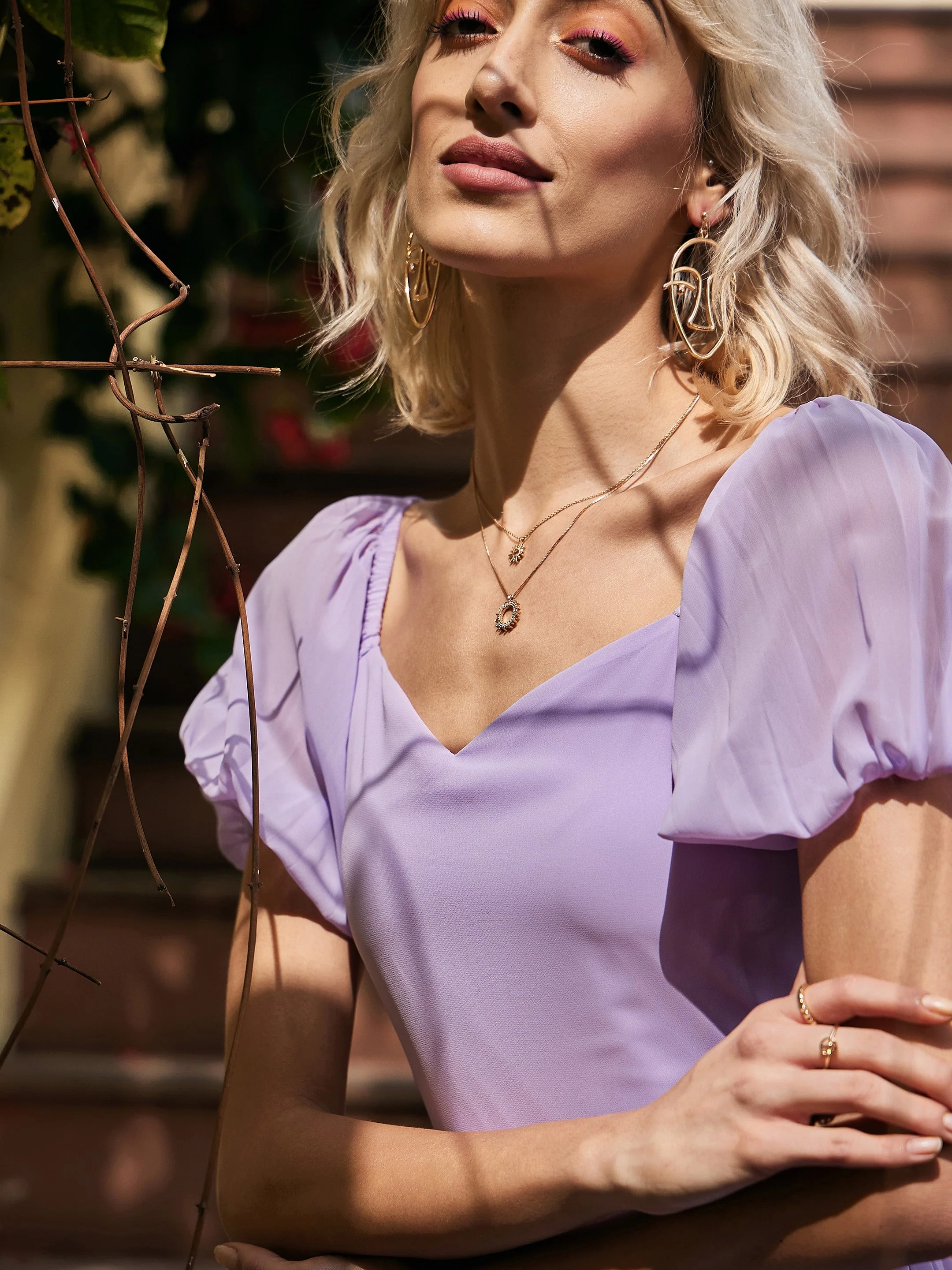 Women Lavender  Short Skater Dress - Image 4