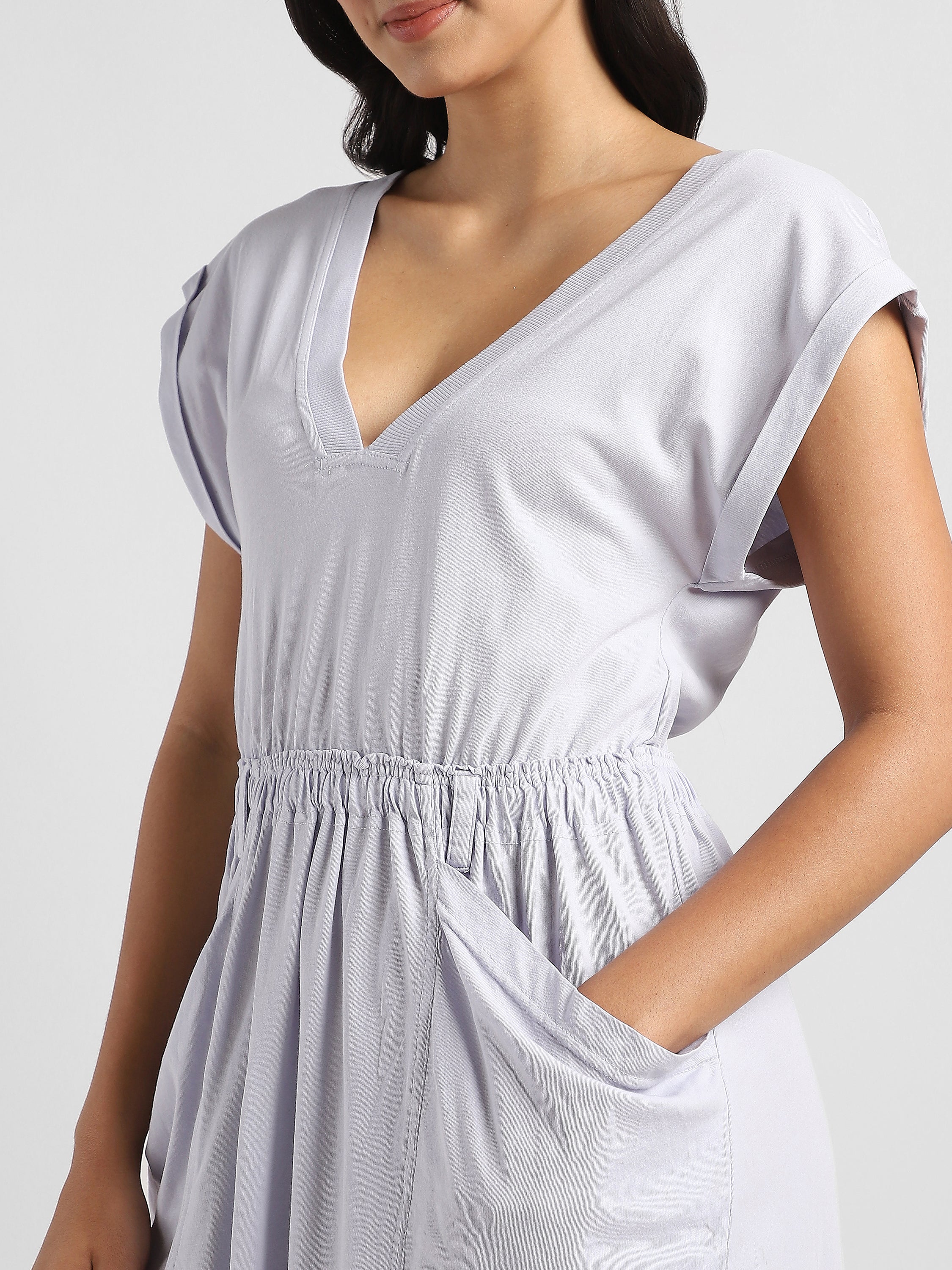 Women Lavender Maxi Dress with High Low Hem - Image 5