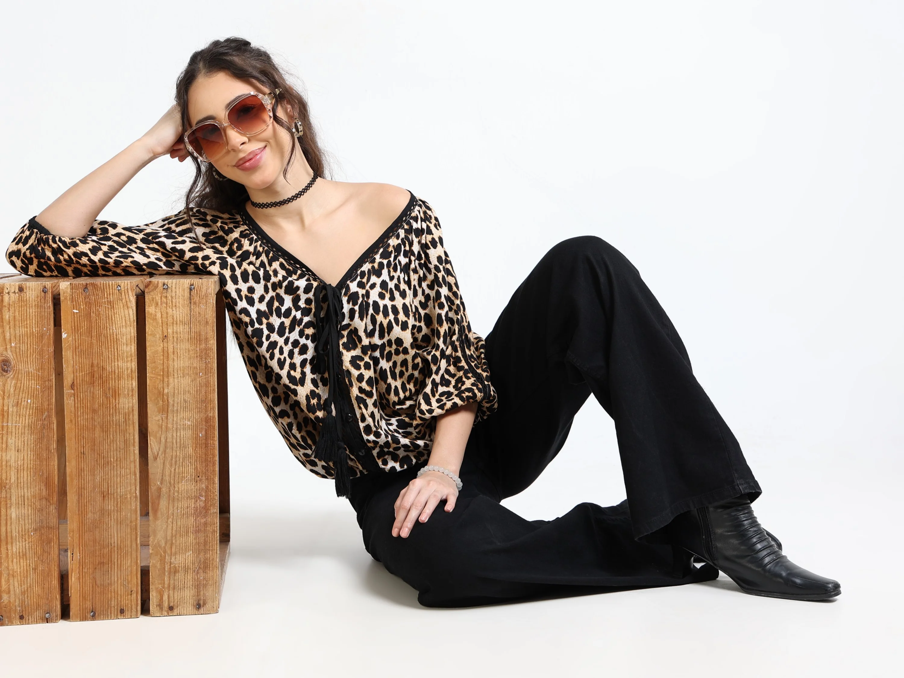Women Animal Print Relaxed Top - Image 2