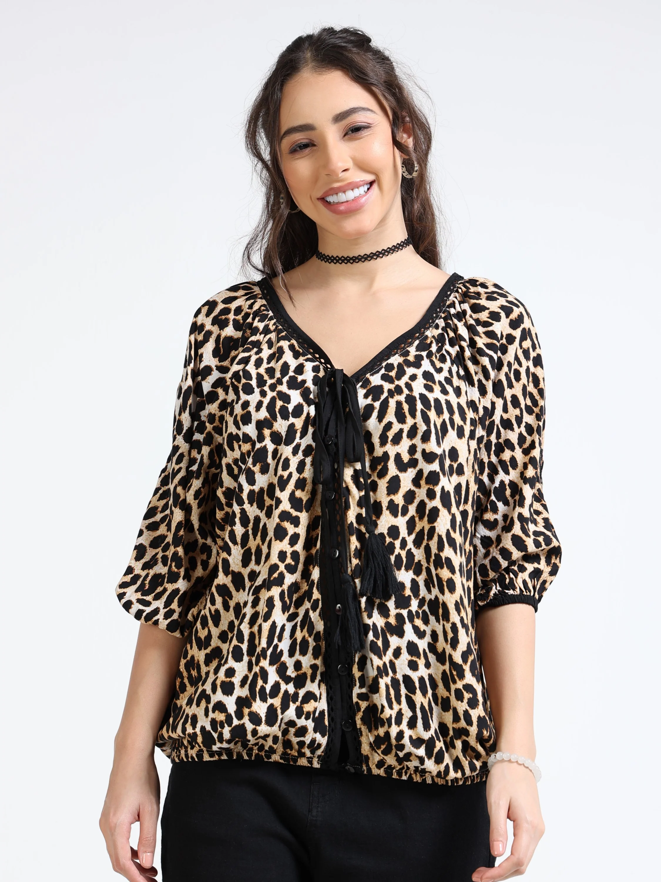 Women Animal Print Relaxed Top - Image 5