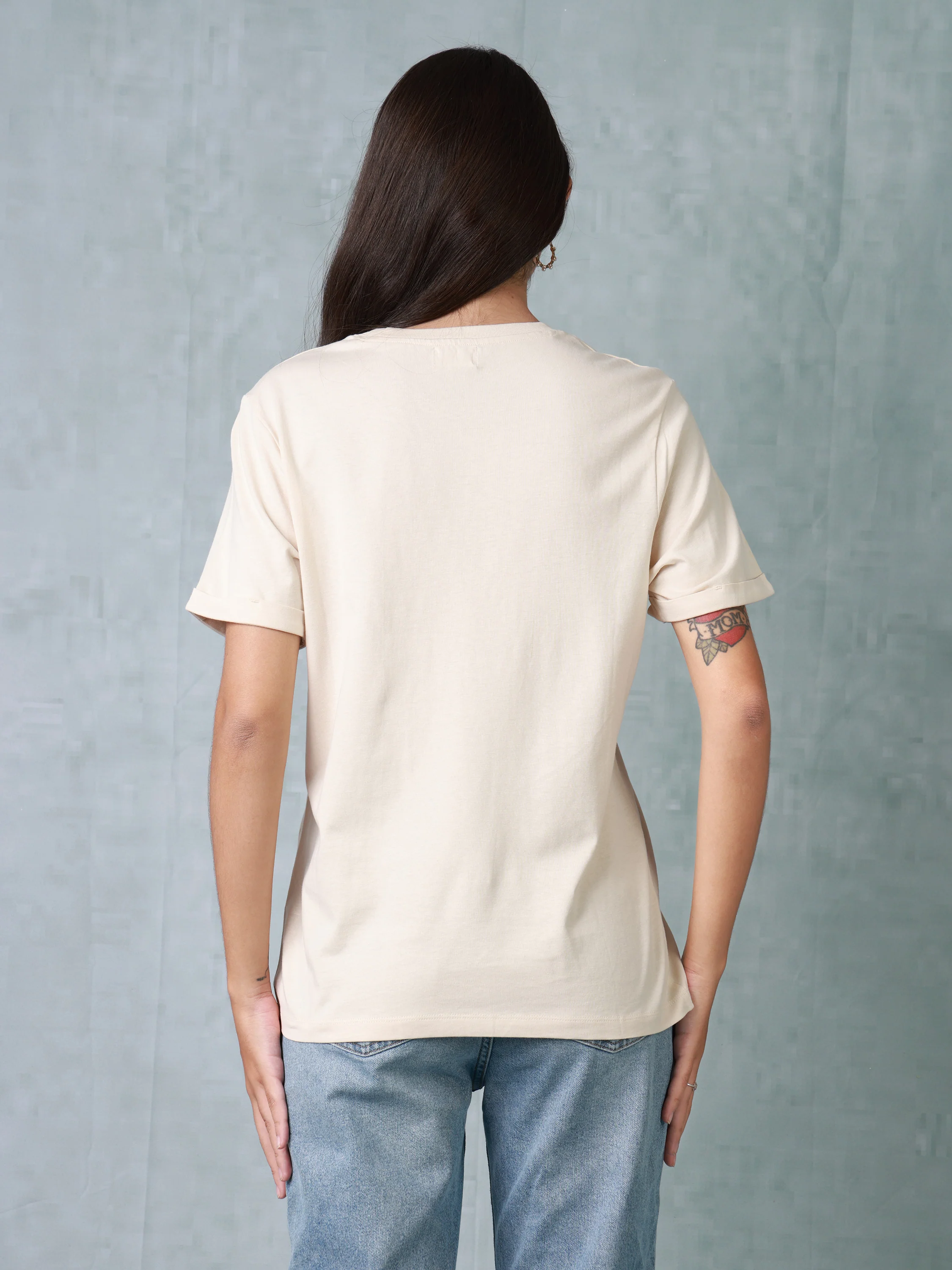 Women Light Beige Organic Cotton T-shirt - Image 4