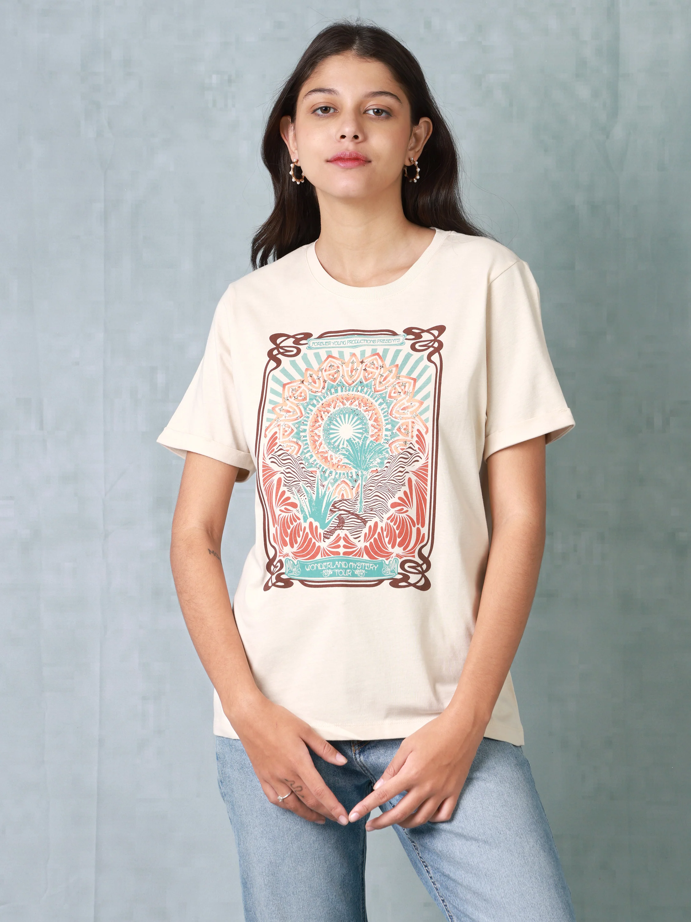 Women Light Beige Organic Cotton T-shirt - Image 5