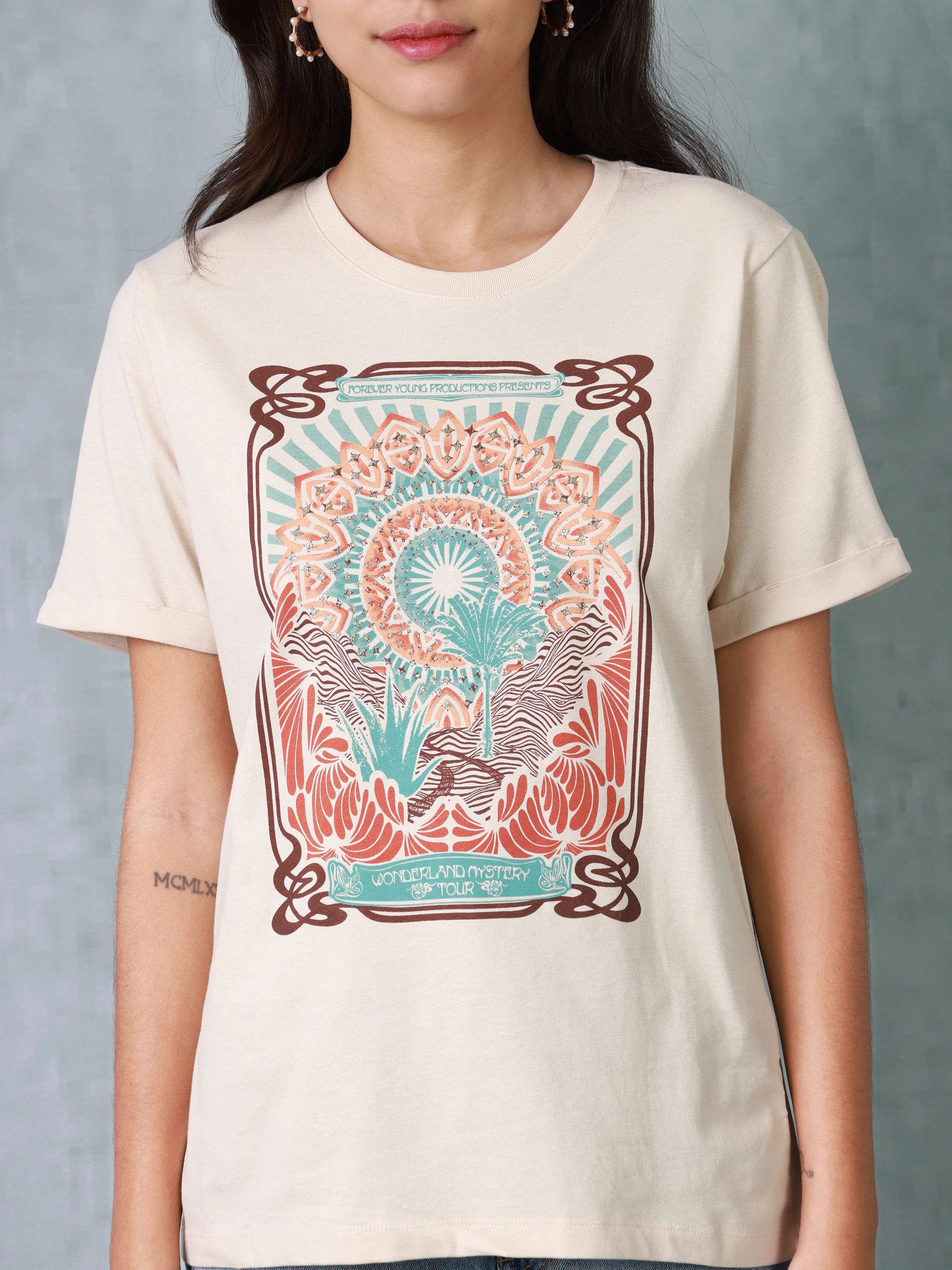 Women Light Beige Organic Cotton T-shirt - Image 6