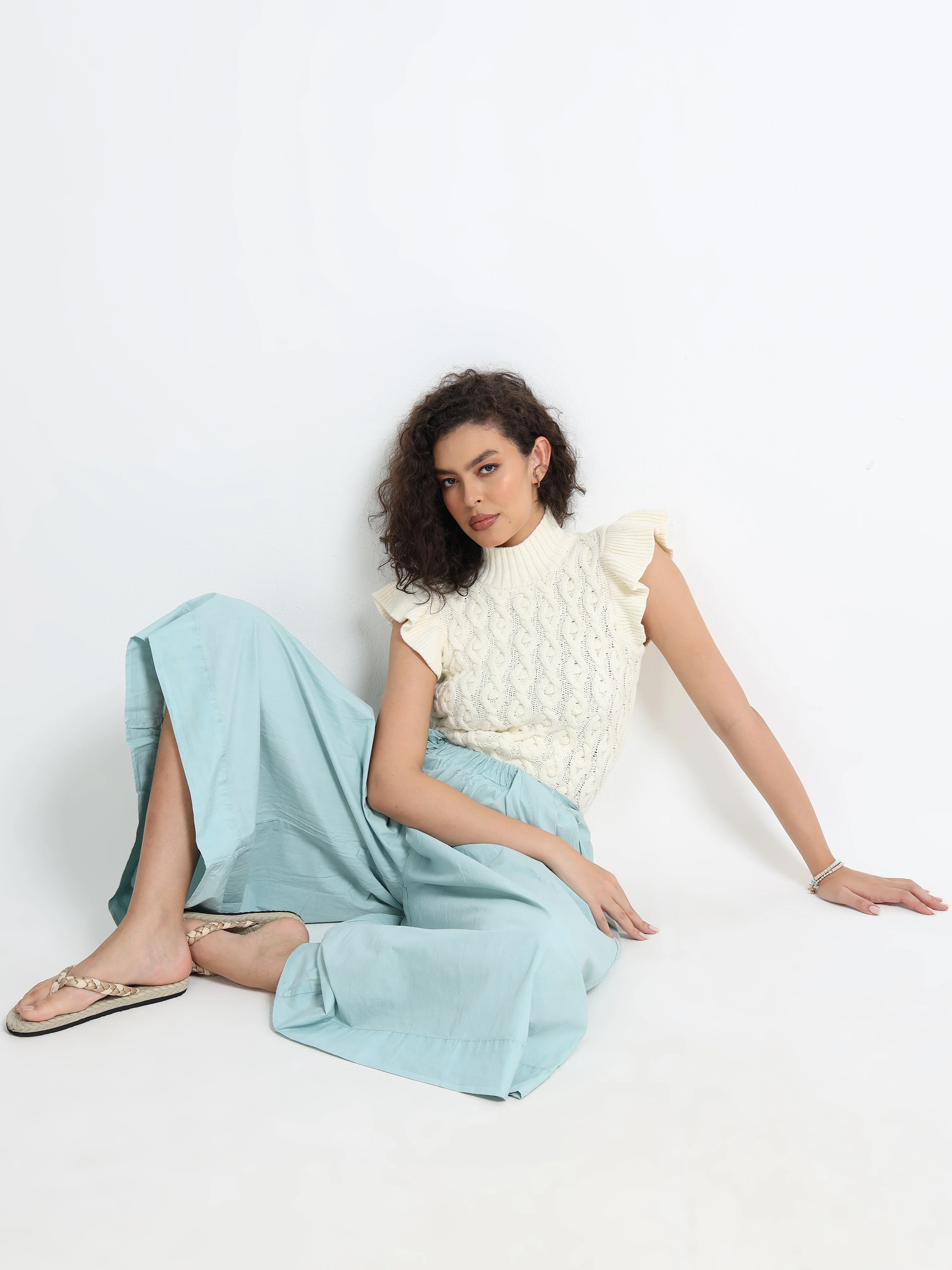 Women Blue Flare Fit Pants - Image 3