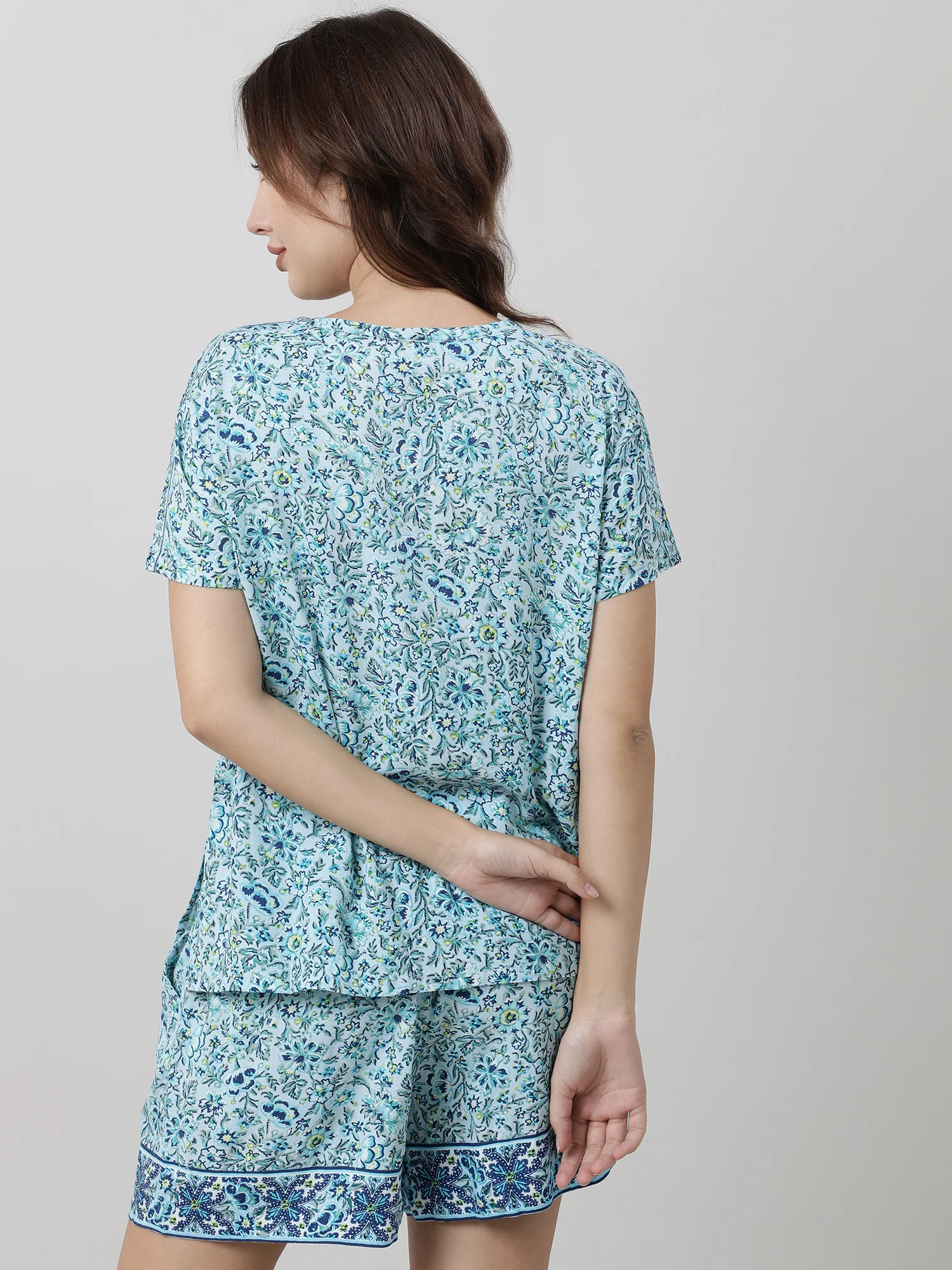 Women Light Blue Floral Print Tops - Image 6
