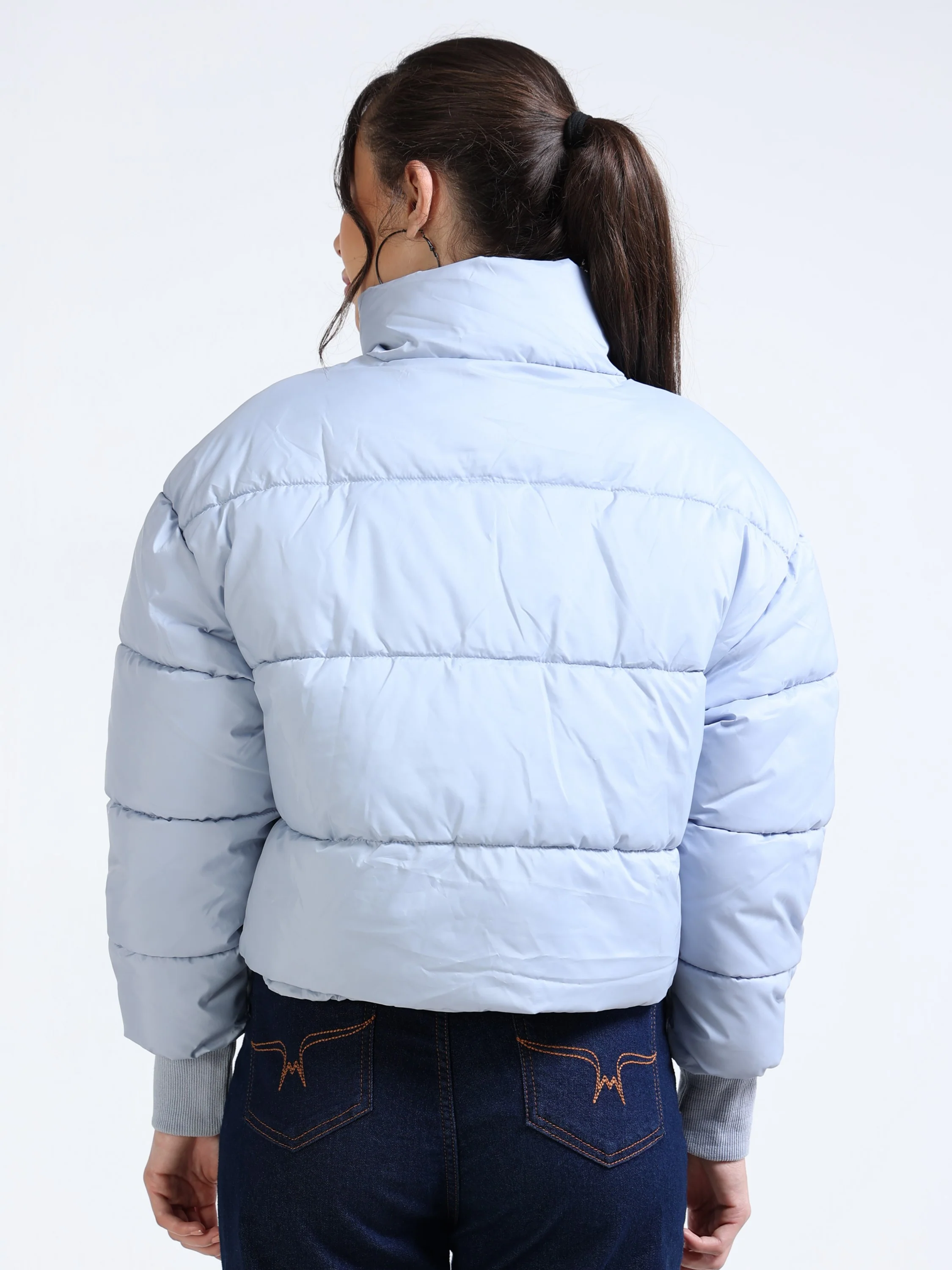 Women Light Blue Puffer Jacket - Image 3