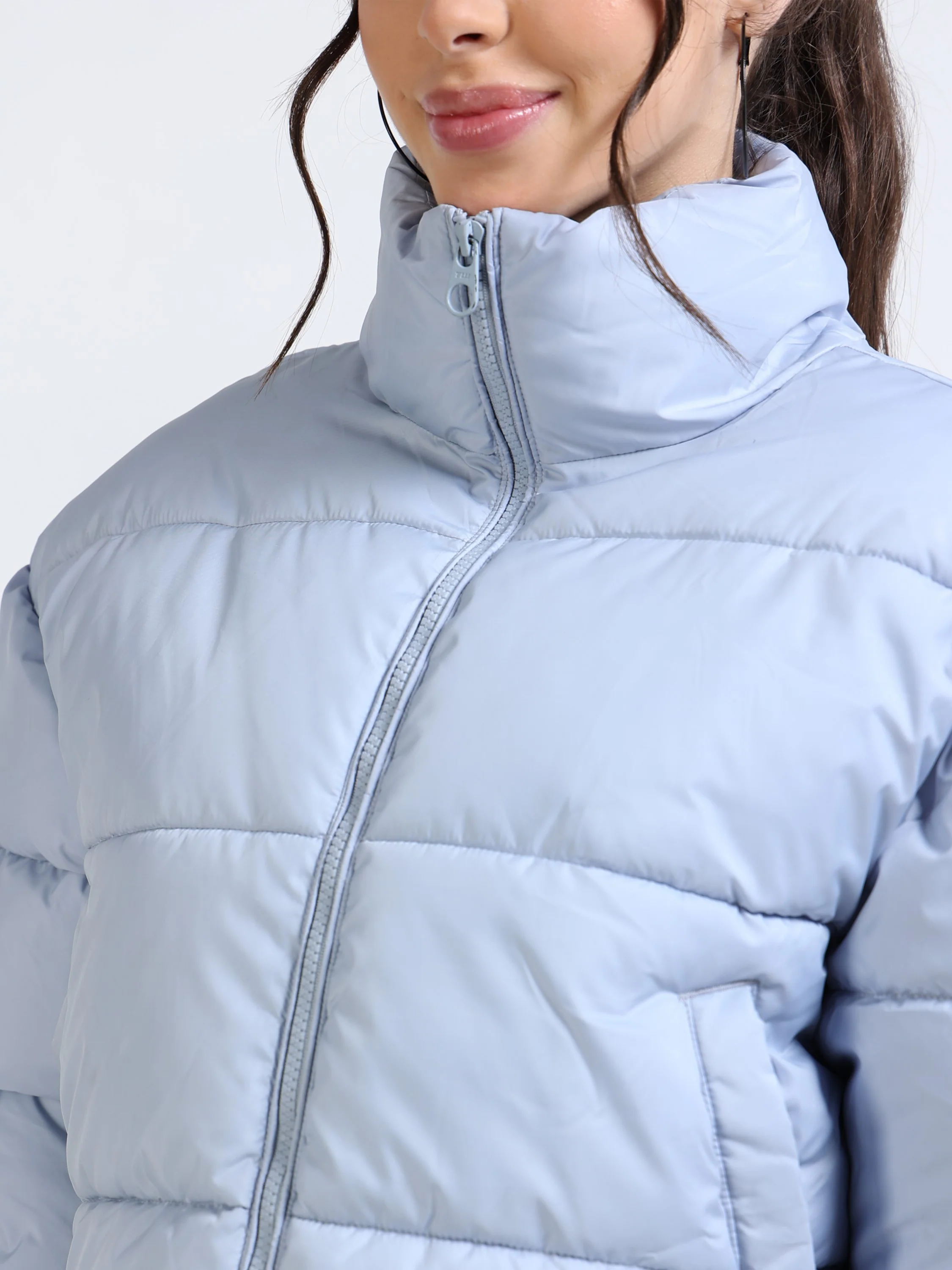 Women Light Blue Puffer Jacket - Image 4
