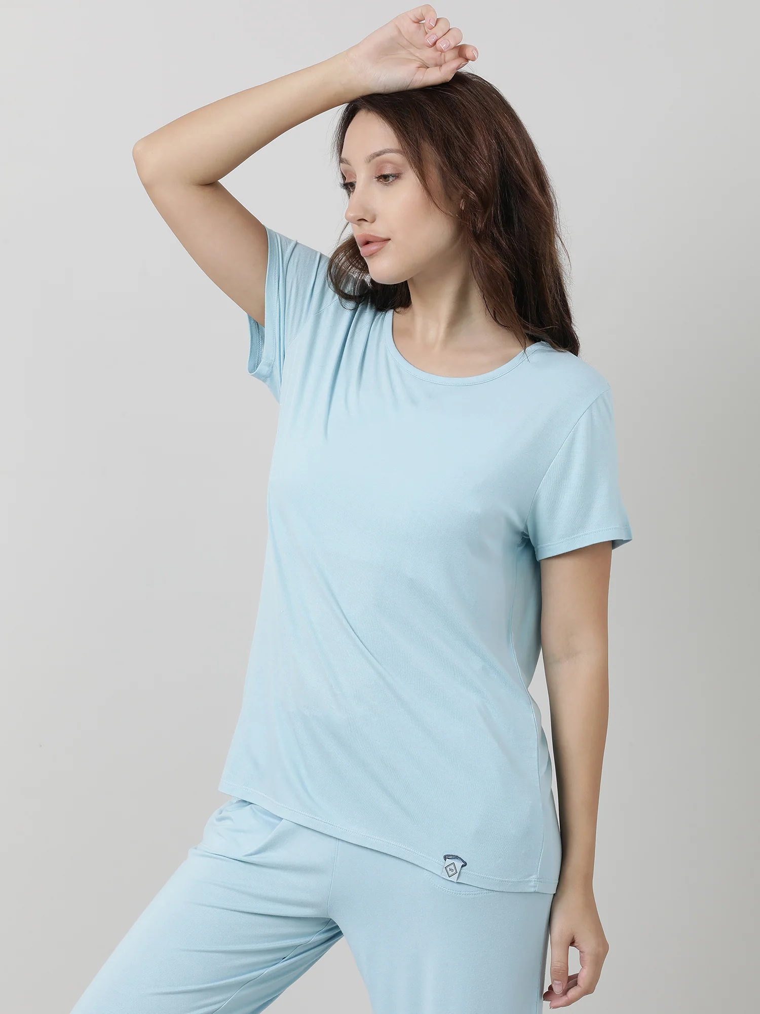 Women Light Blue Regular Fit T shirt - Image 3