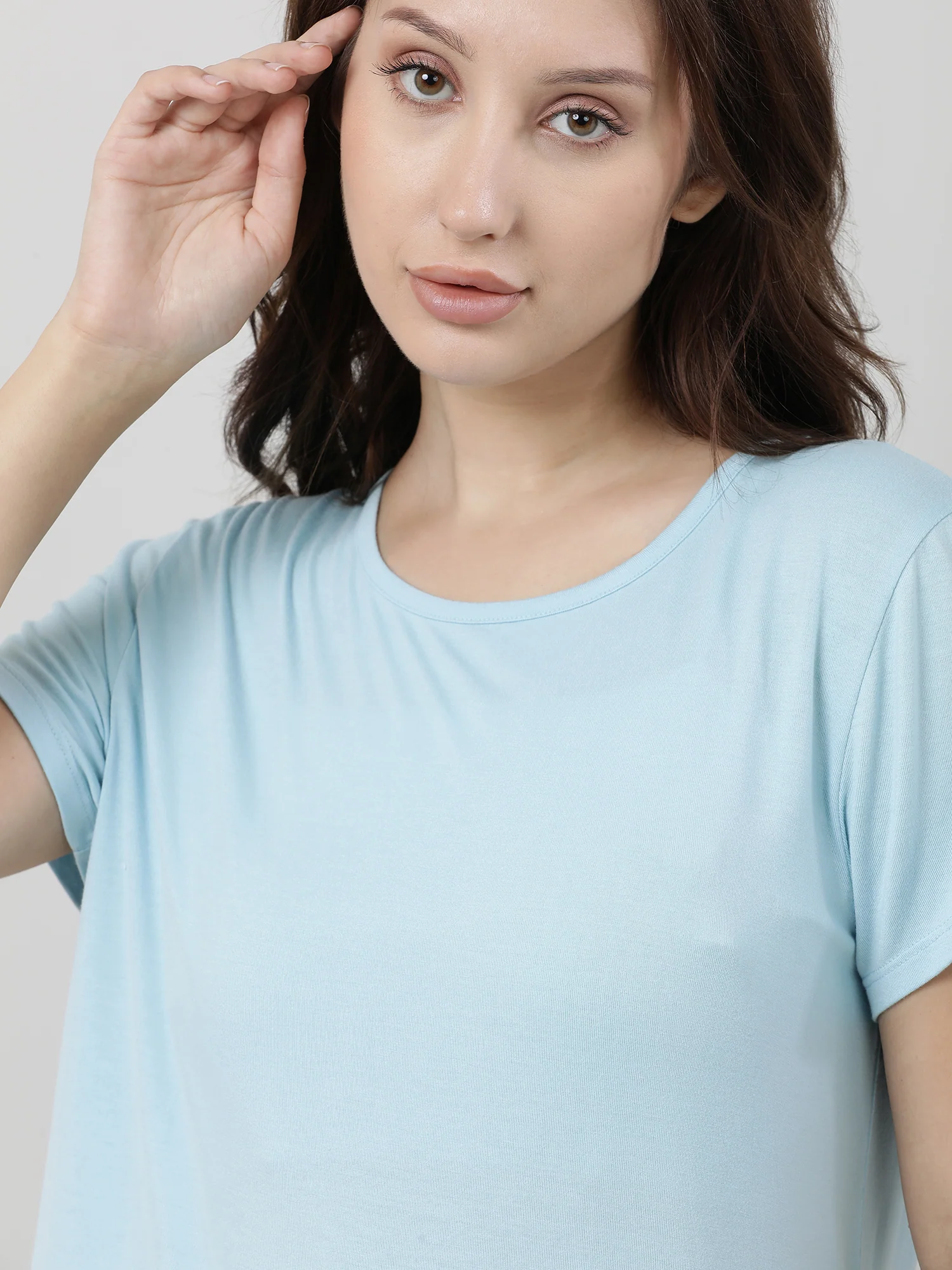 Women Light Blue Regular Fit T shirt - Image 5