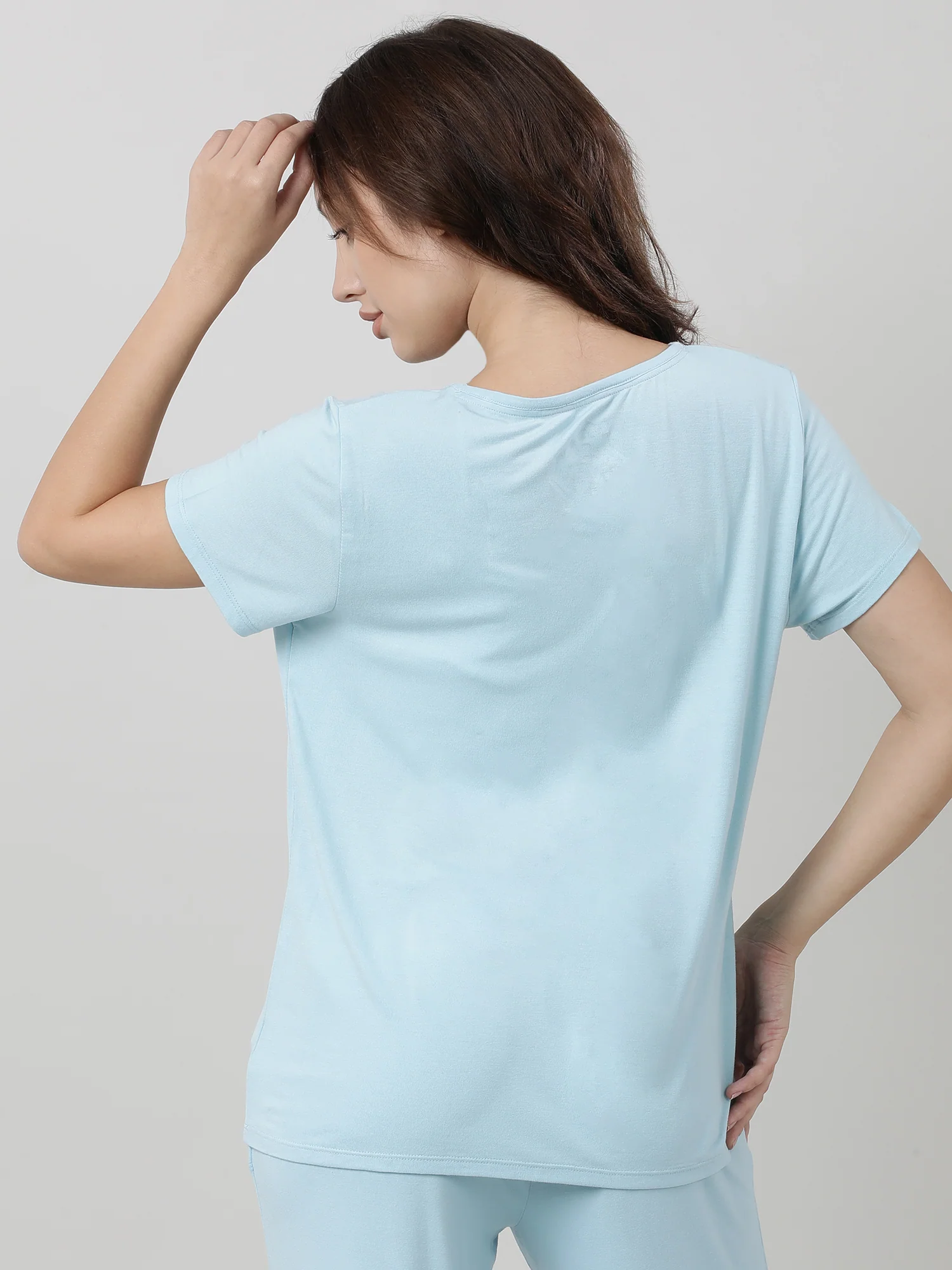 Women Light Blue Regular Fit T shirt - Image 6