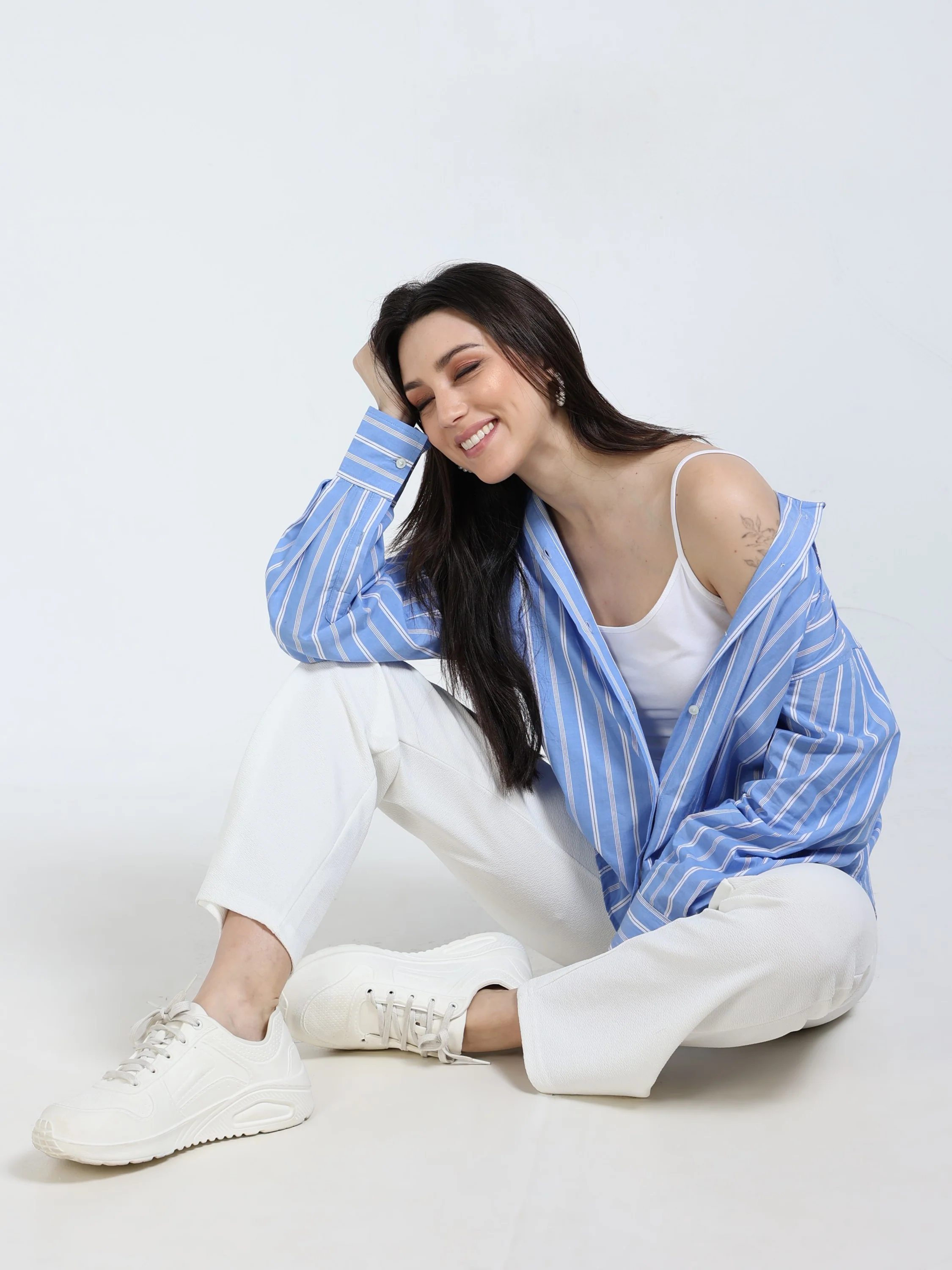 Women Striped Oversized Shirt - Image 6