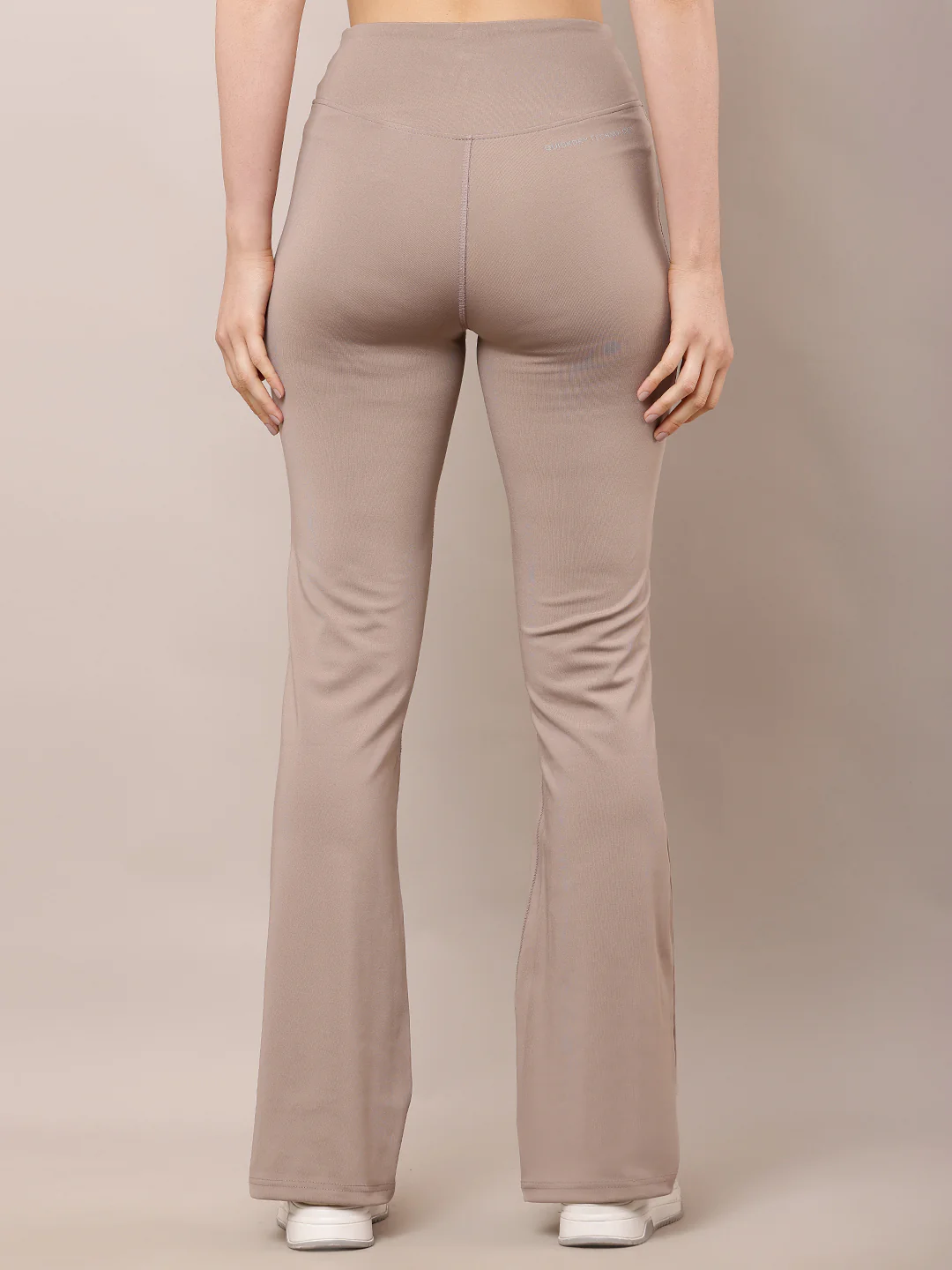 Women Light Brown High-Waist Zipper Trousers - Image 4