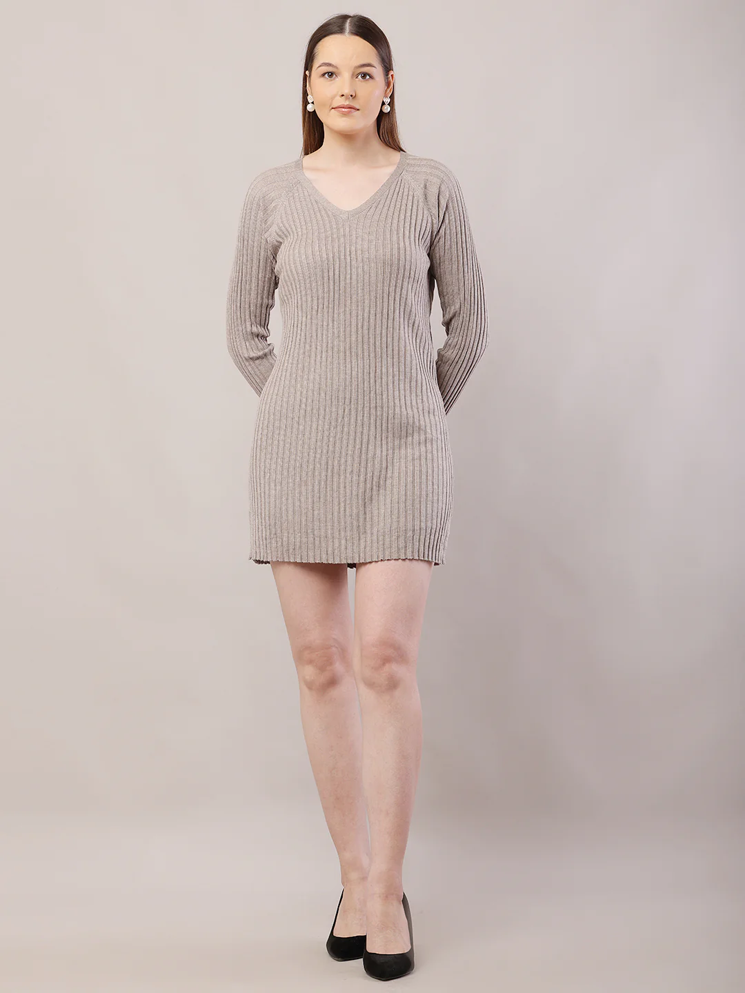 Women  Light Brown Sheath Dress - Image 3