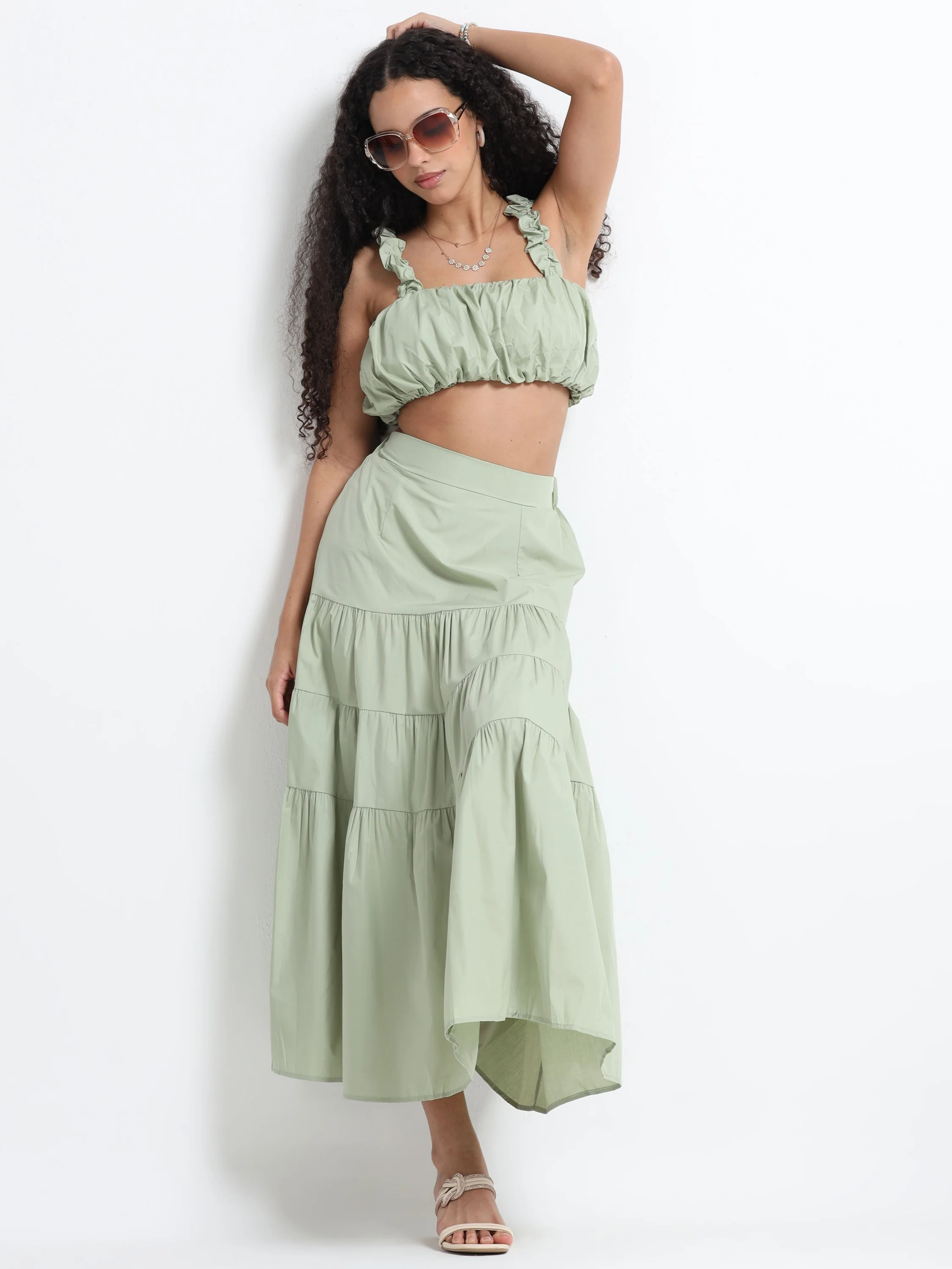Women Olive and Flare Co-ord Set - Image 2