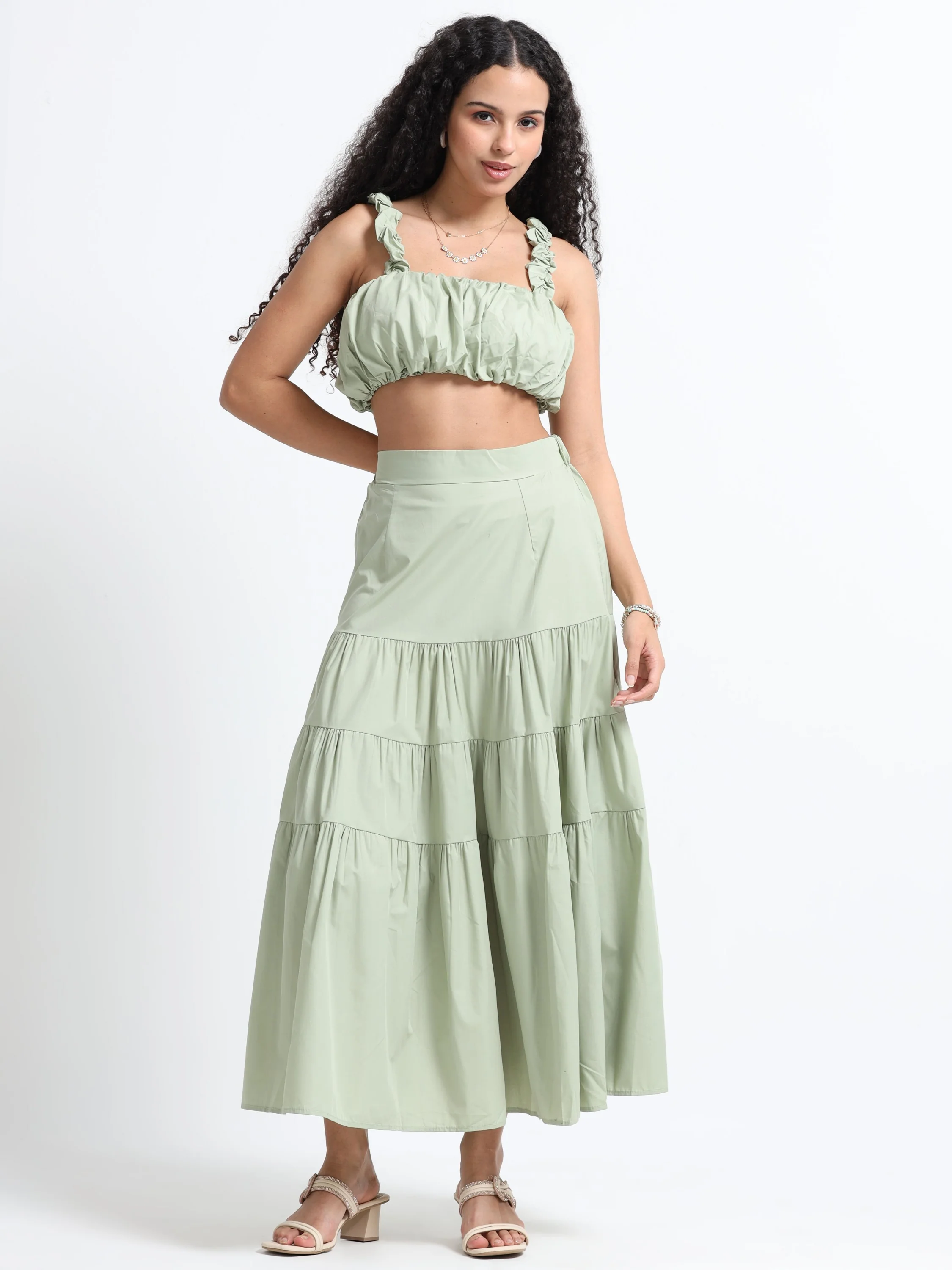 Women Olive and Flare Co-ord Set - Image 3
