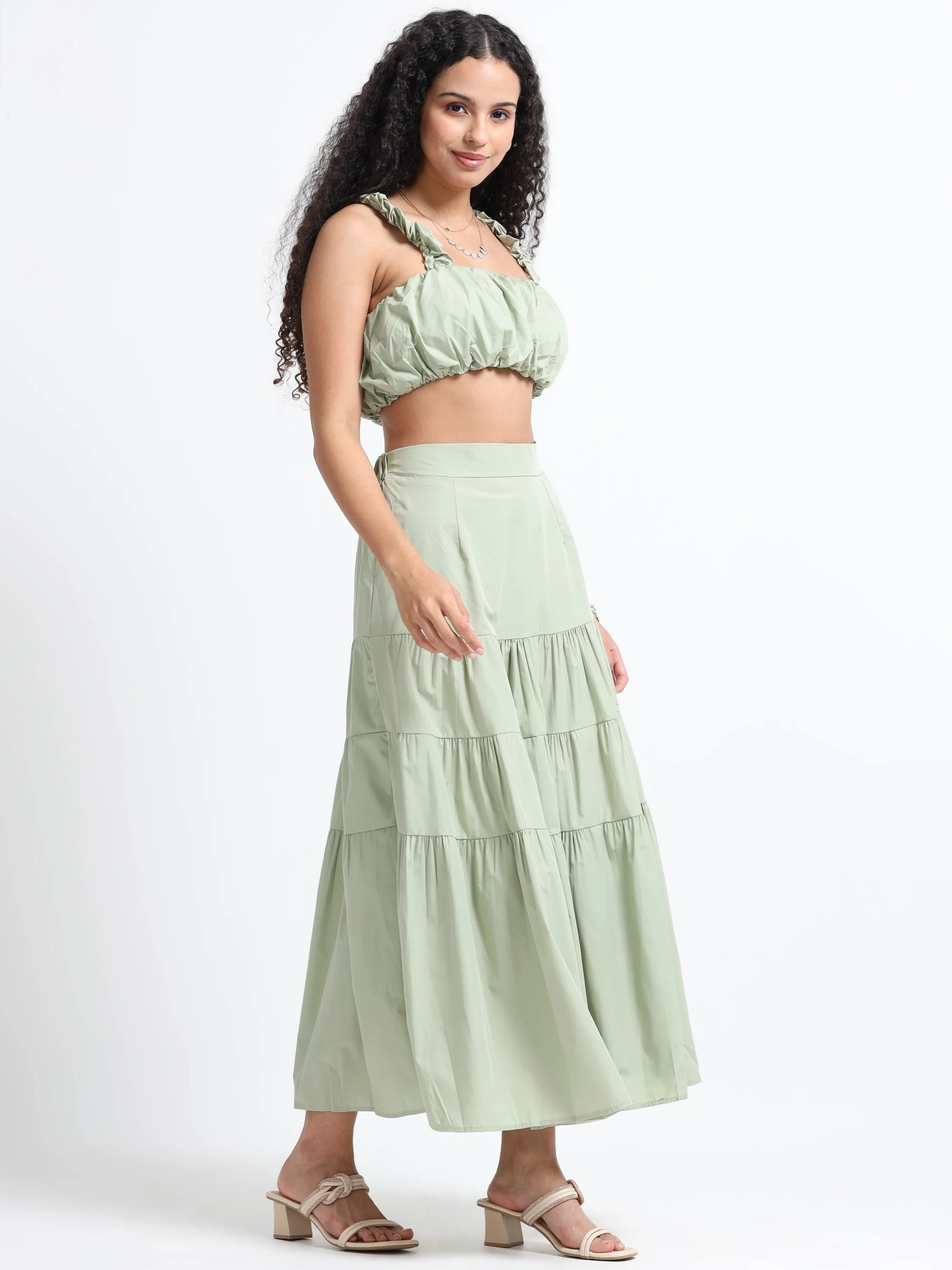 Women Olive and Flare Co-ord Set - Image 4