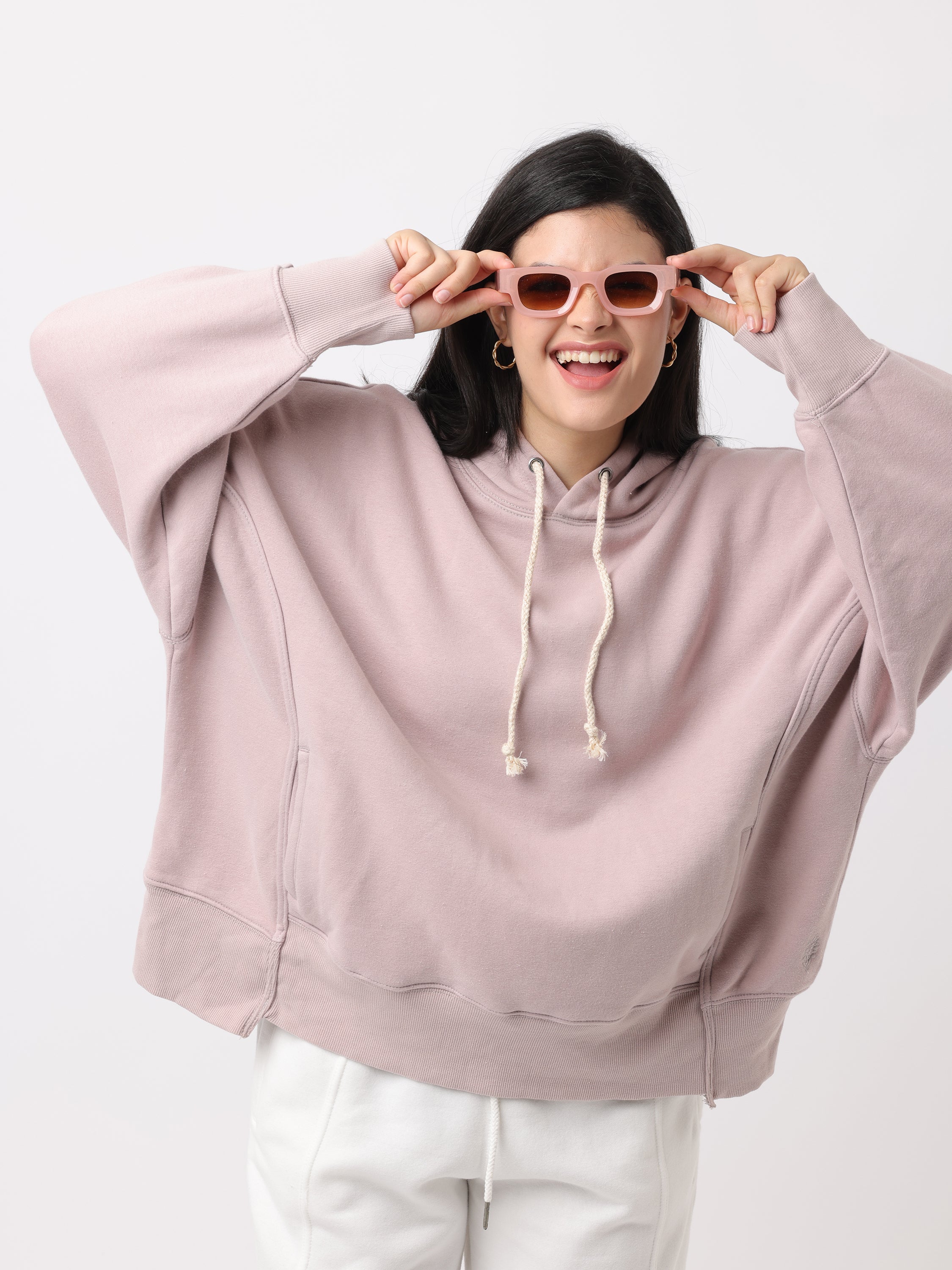 Women Light Purple Oversized Hoodie - Image 4