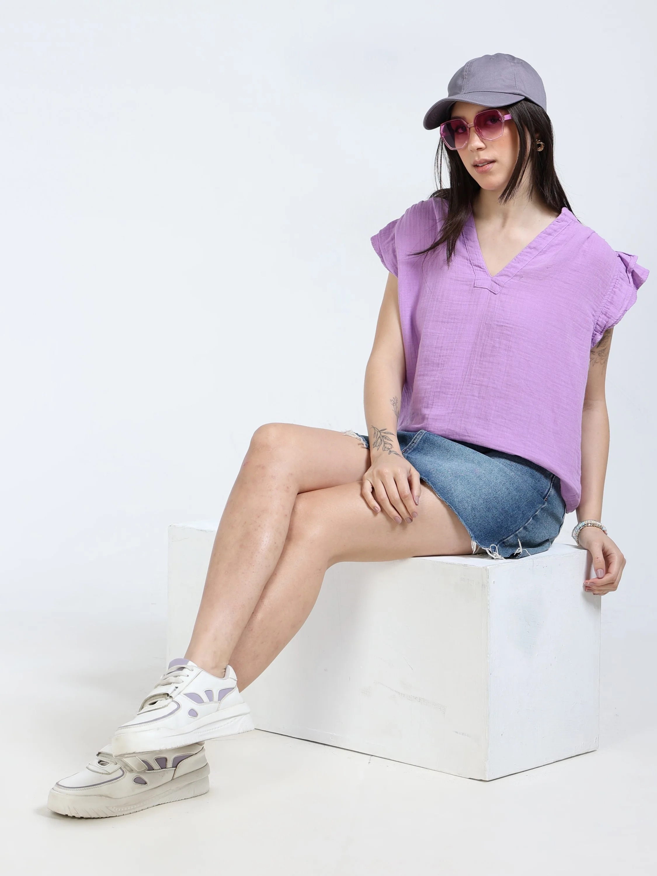 Women Lilac Double Gauze Top - Image 2