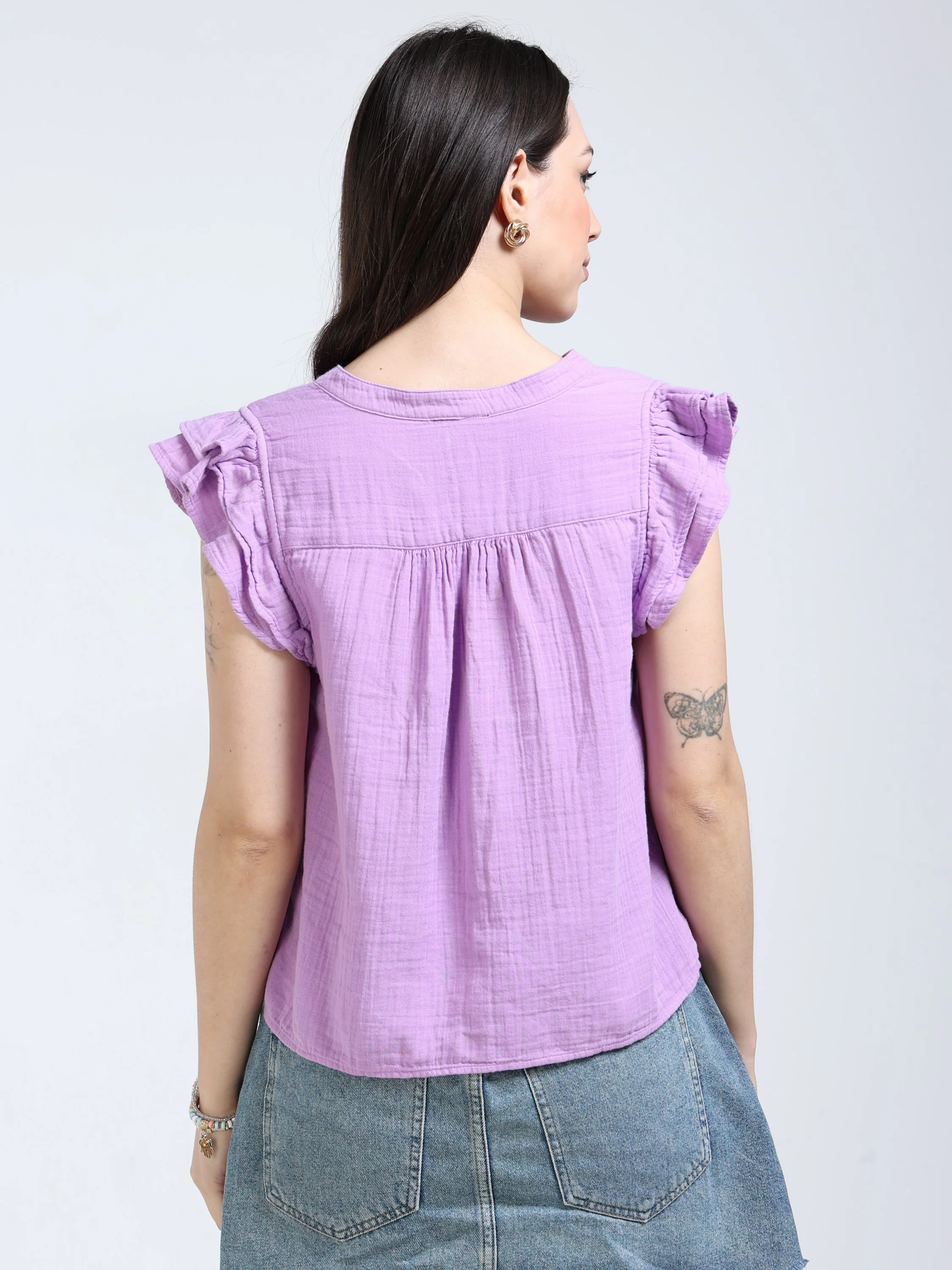 Women Lilac Double Gauze Top - Image 3