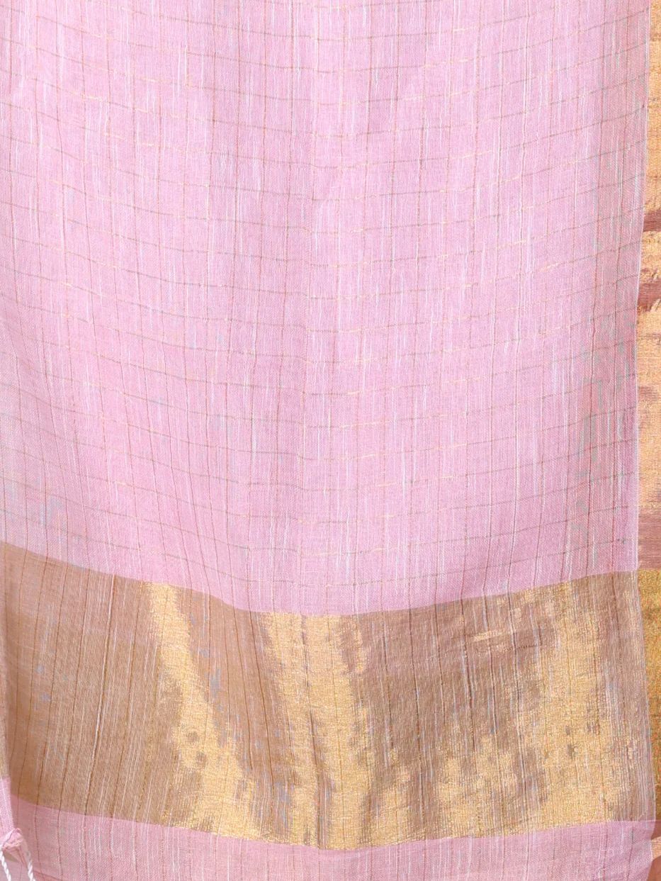 Women Lilen Zari Border Handloom Saree - Image 4