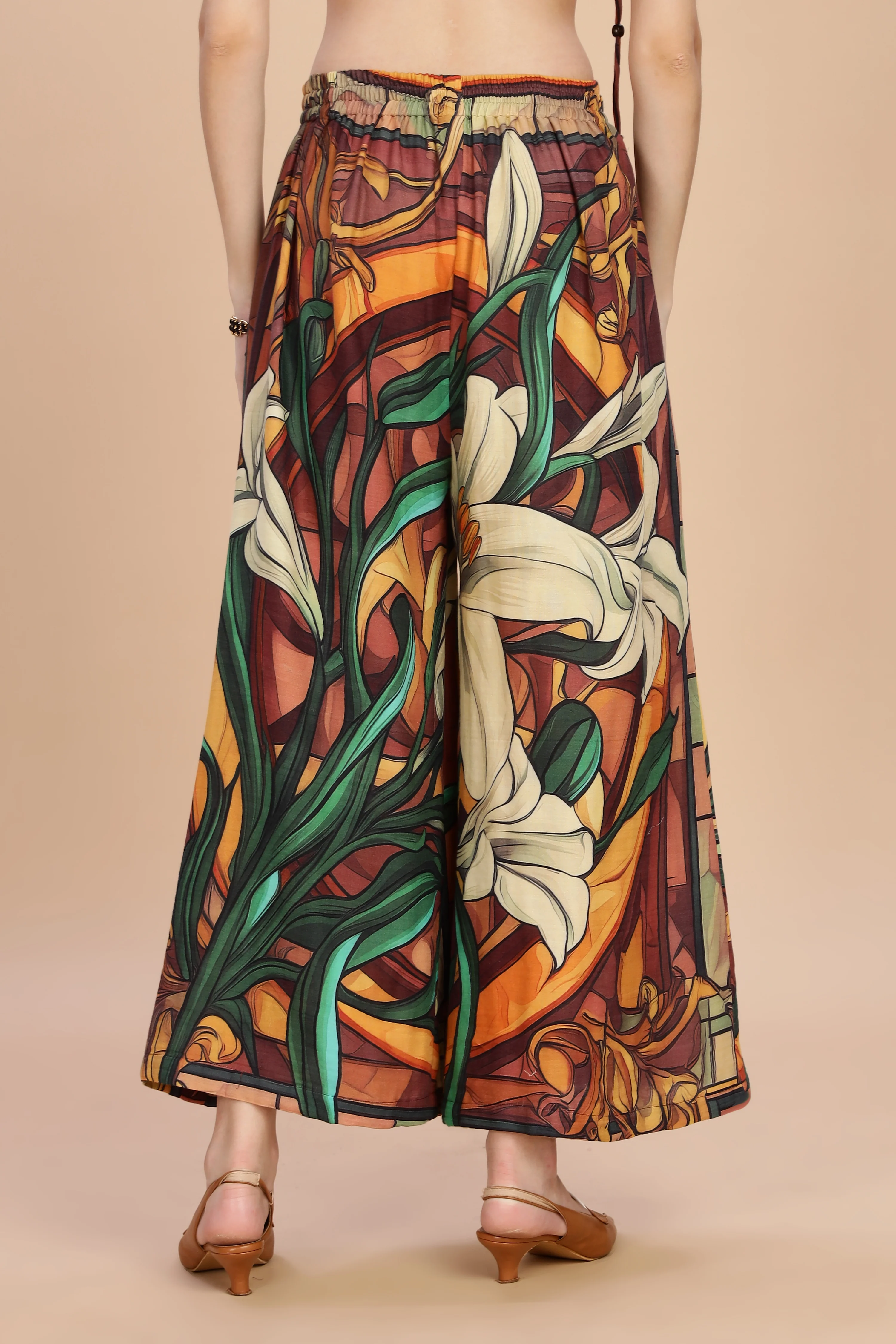 Women Liliare Flared Gauge Cotton Pant - Image 2