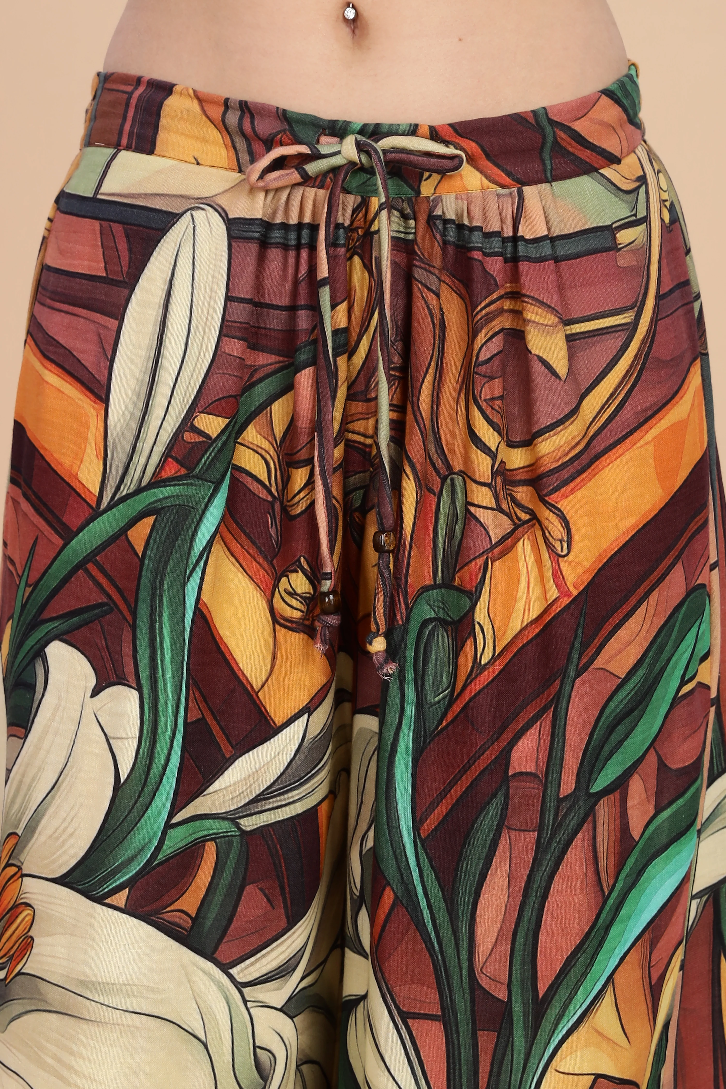Women Liliare Flared Gauge Cotton Pant - Image 4