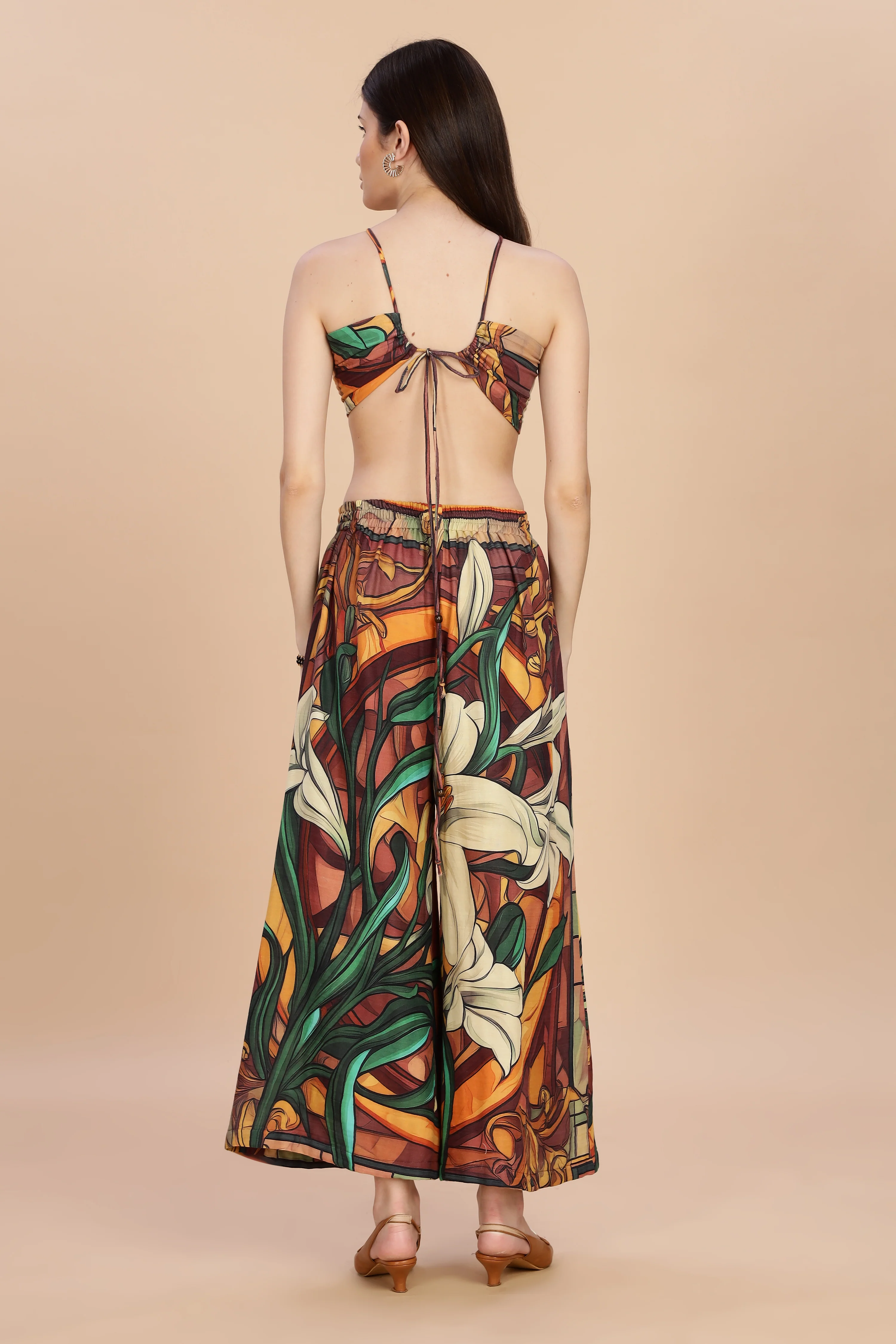 Women Liliare Flared Gauge Cotton Pant - Image 6