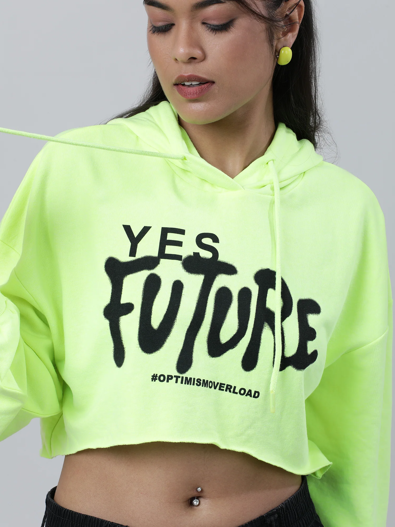 Women Boxy Crop Hoodie Top - Image 3
