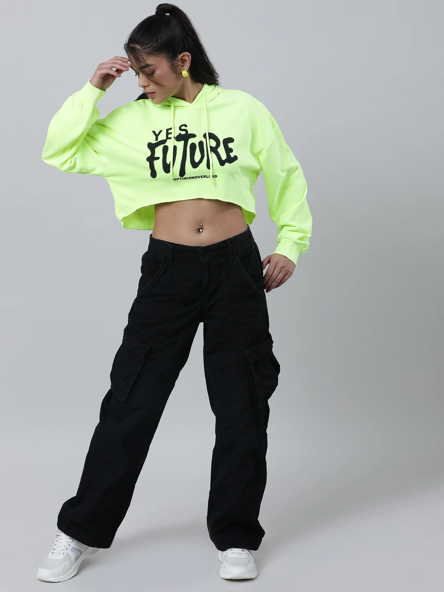 Women Boxy Crop Hoodie Top - Image 4