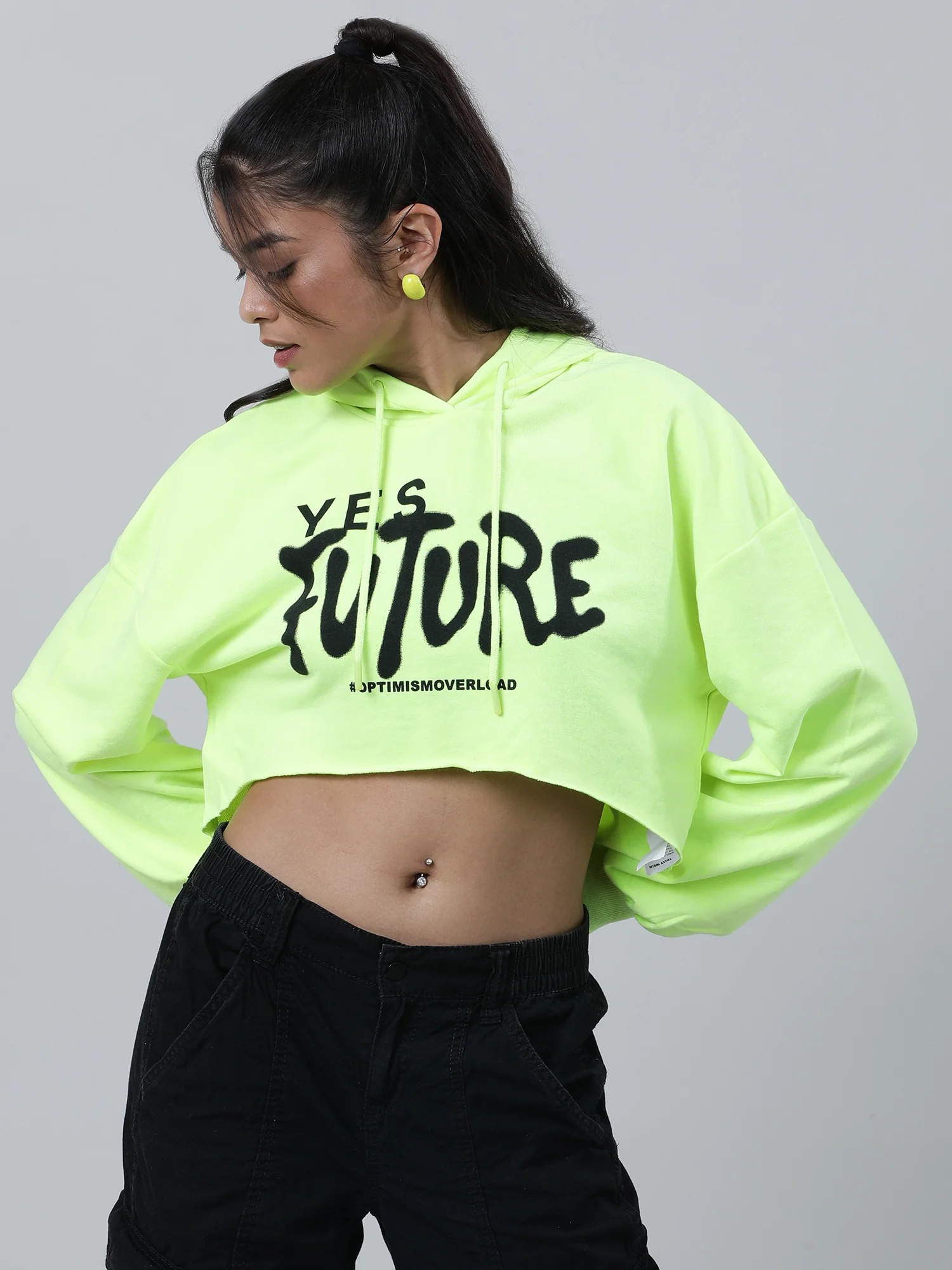 Women Boxy Crop Hoodie Top - Image 6